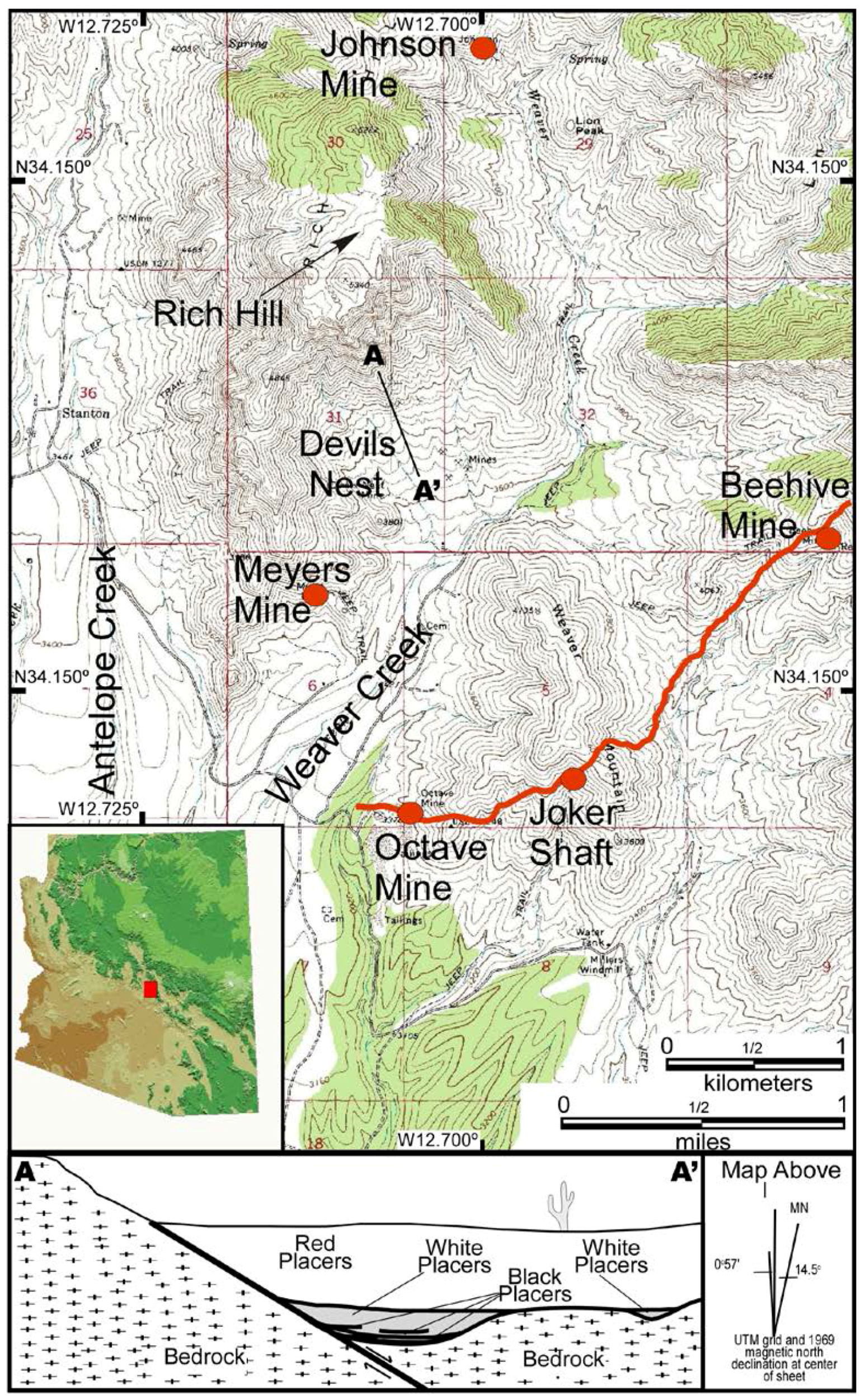 Rich Hill Arizona Map Minerals | Free Full-Text | Biological And Geochemical Development Of  Placer Gold Deposits At Rich Hill, Arizona, Usa