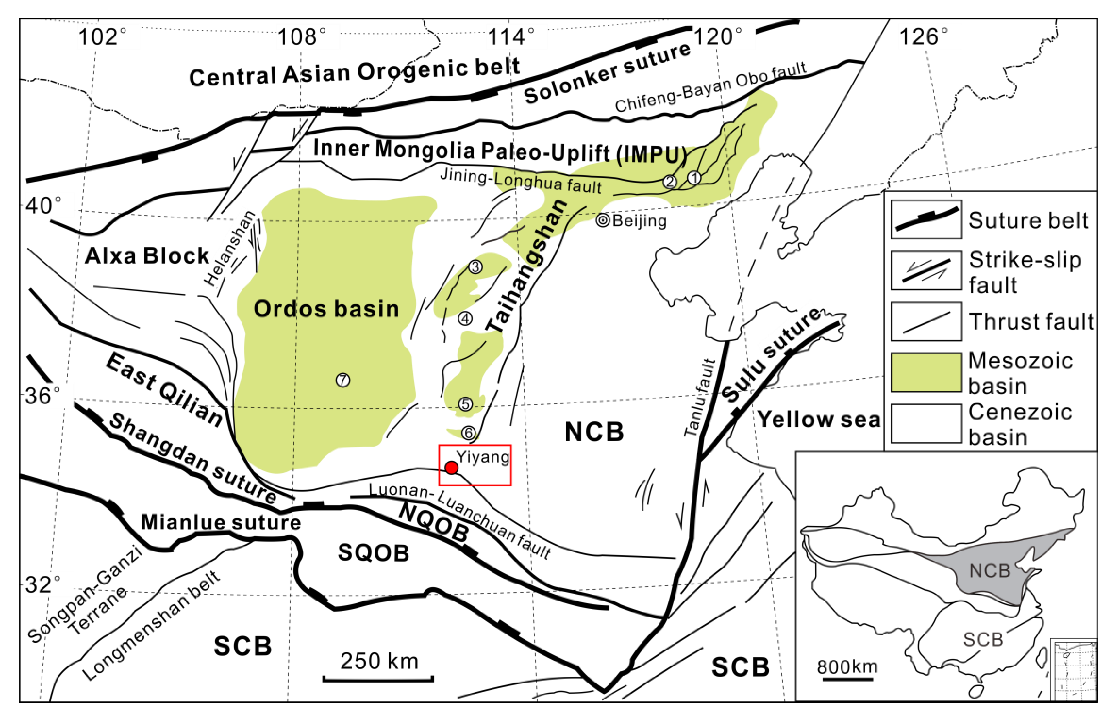 Main tectonic map of the Central Asian Orogen Belt (CAOB; modified