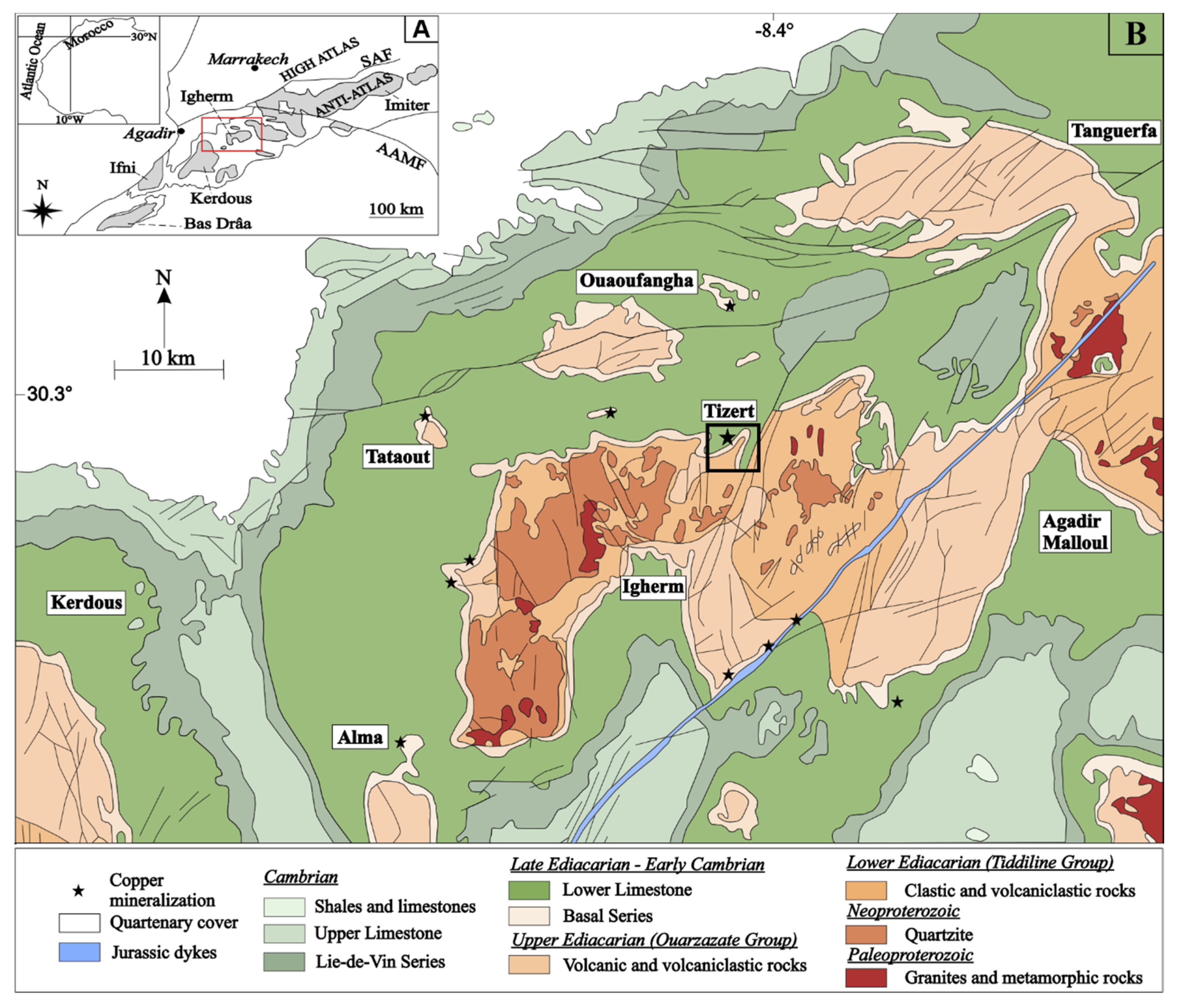 Characterization of Weathering Processes of the Giant Copper Deposit of Tizert Igherm Inlier Anti Atlas Morocco