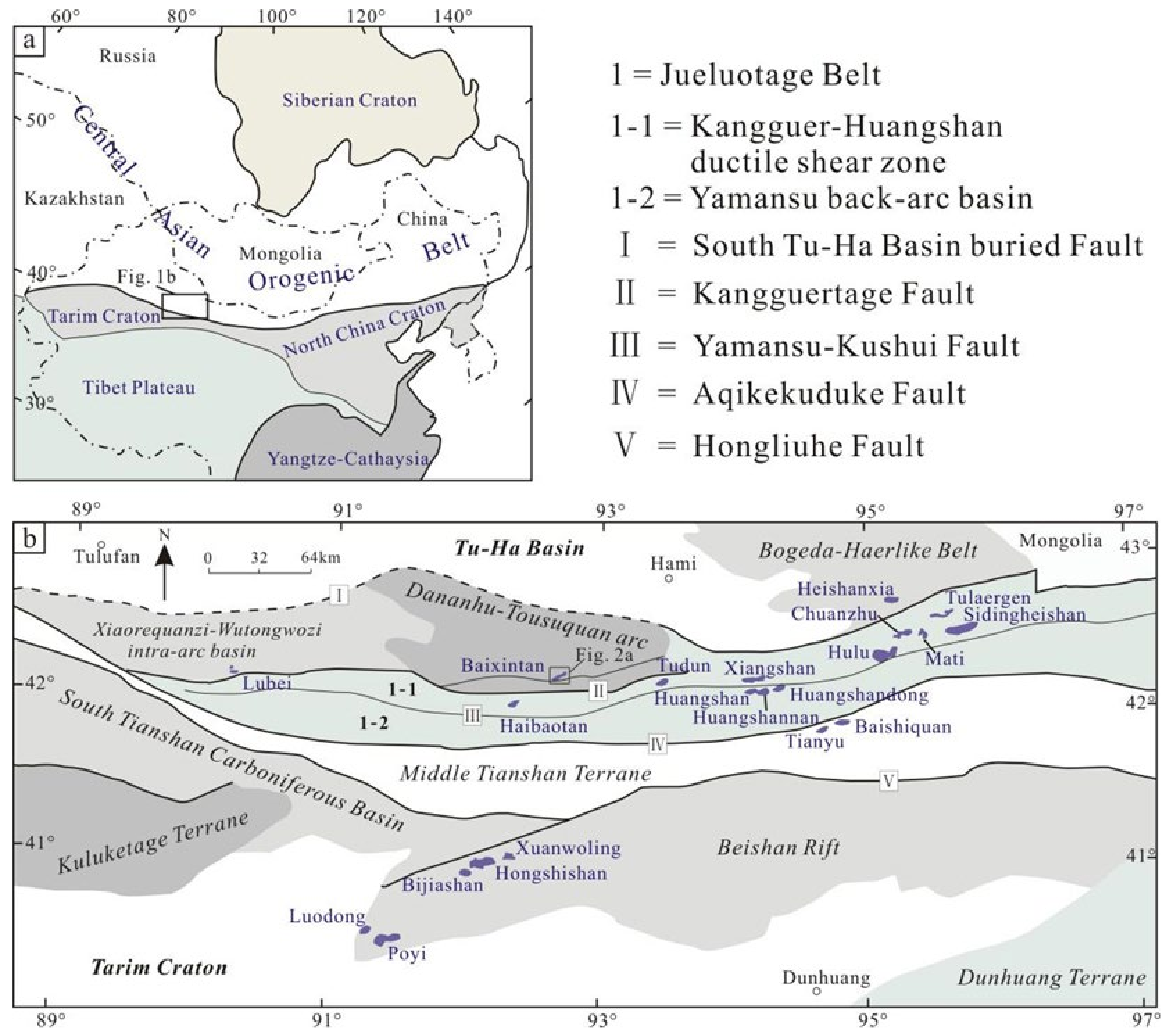 Main tectonic map of the Central Asian Orogen Belt (CAOB; modified