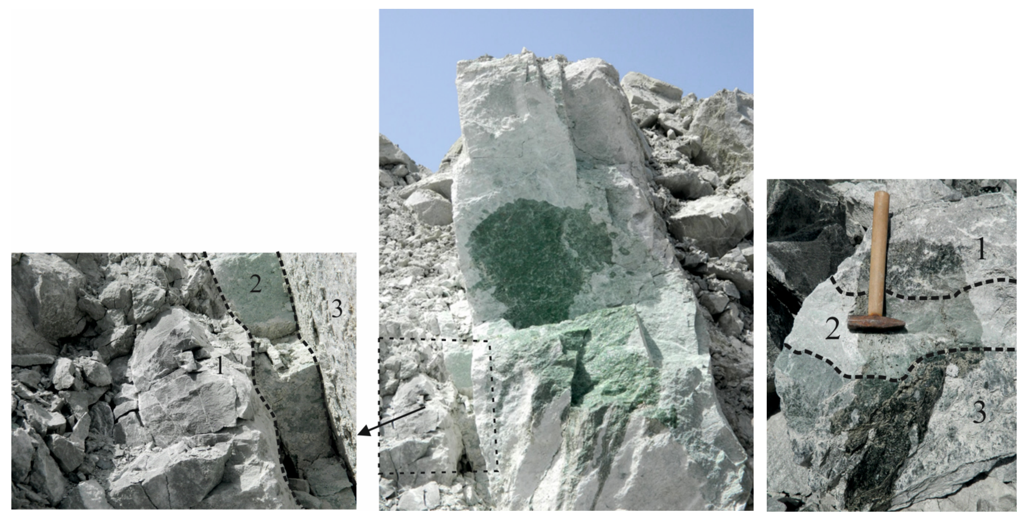 Nephrite of Bazhenovskoye Chrysotile–Asbestos Deposit, Middle Urals:  Localization, Mineral Composition and Color