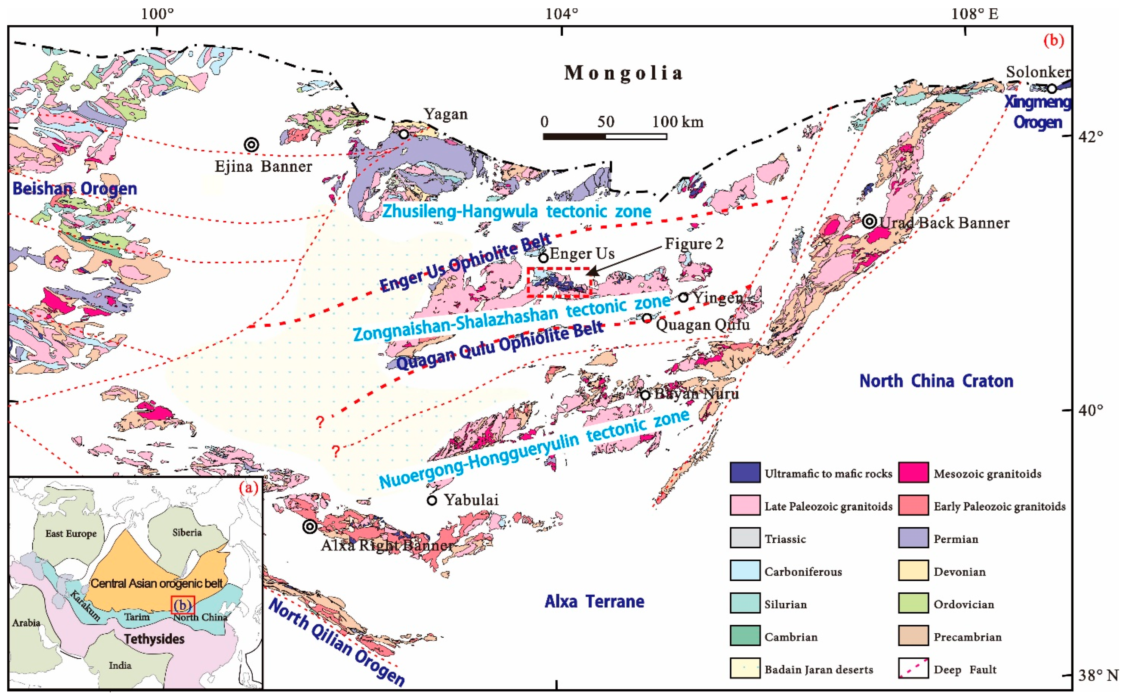 Main tectonic map of the Central Asian Orogen Belt (CAOB; modified