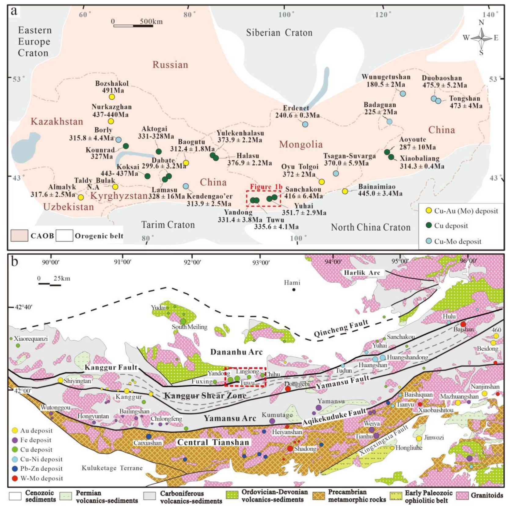 Schematic tectonic map of the Central Asian Orogenic Belt (CAOB