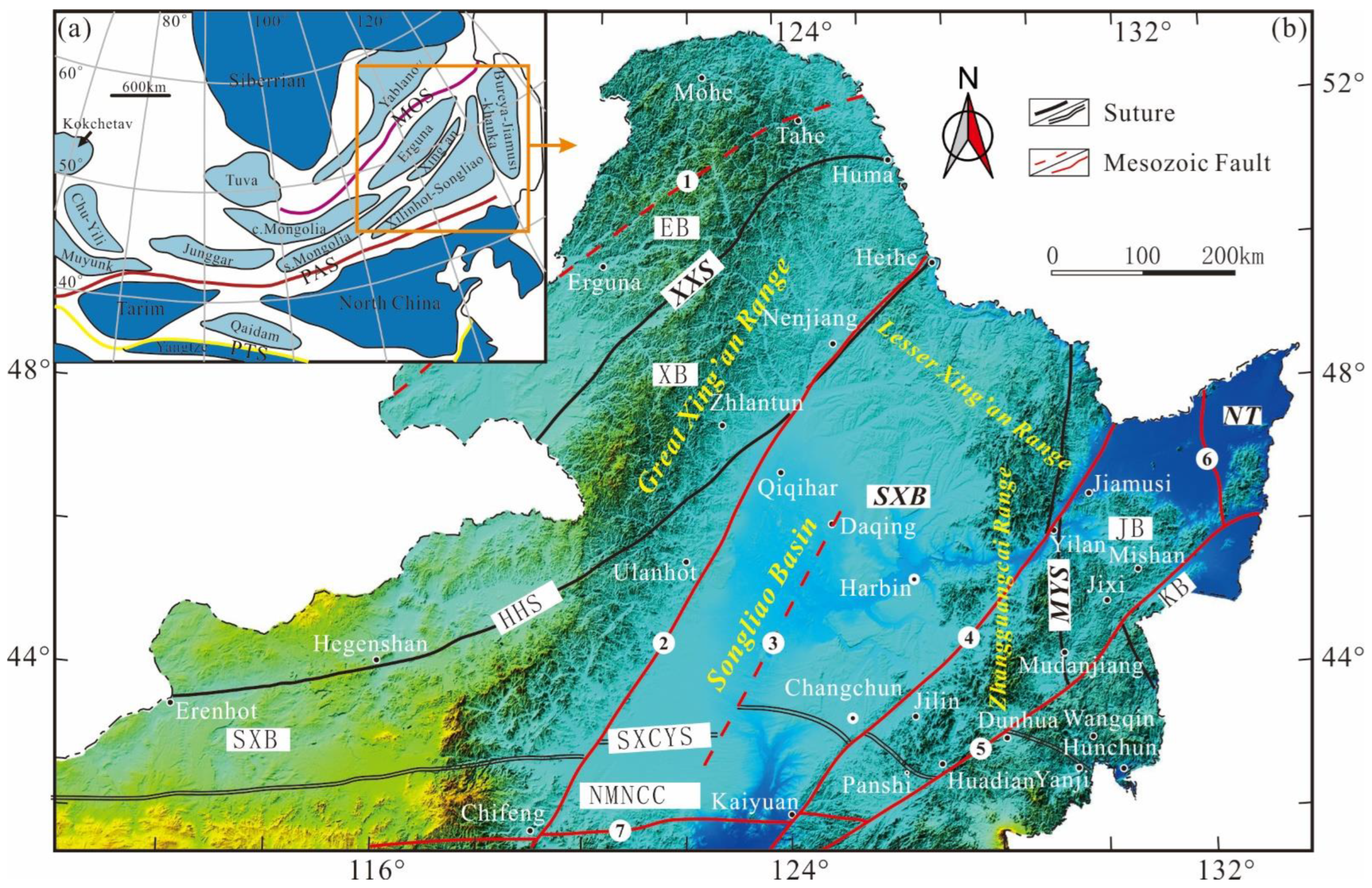 Main tectonic map of the Central Asian Orogen Belt (CAOB; modified