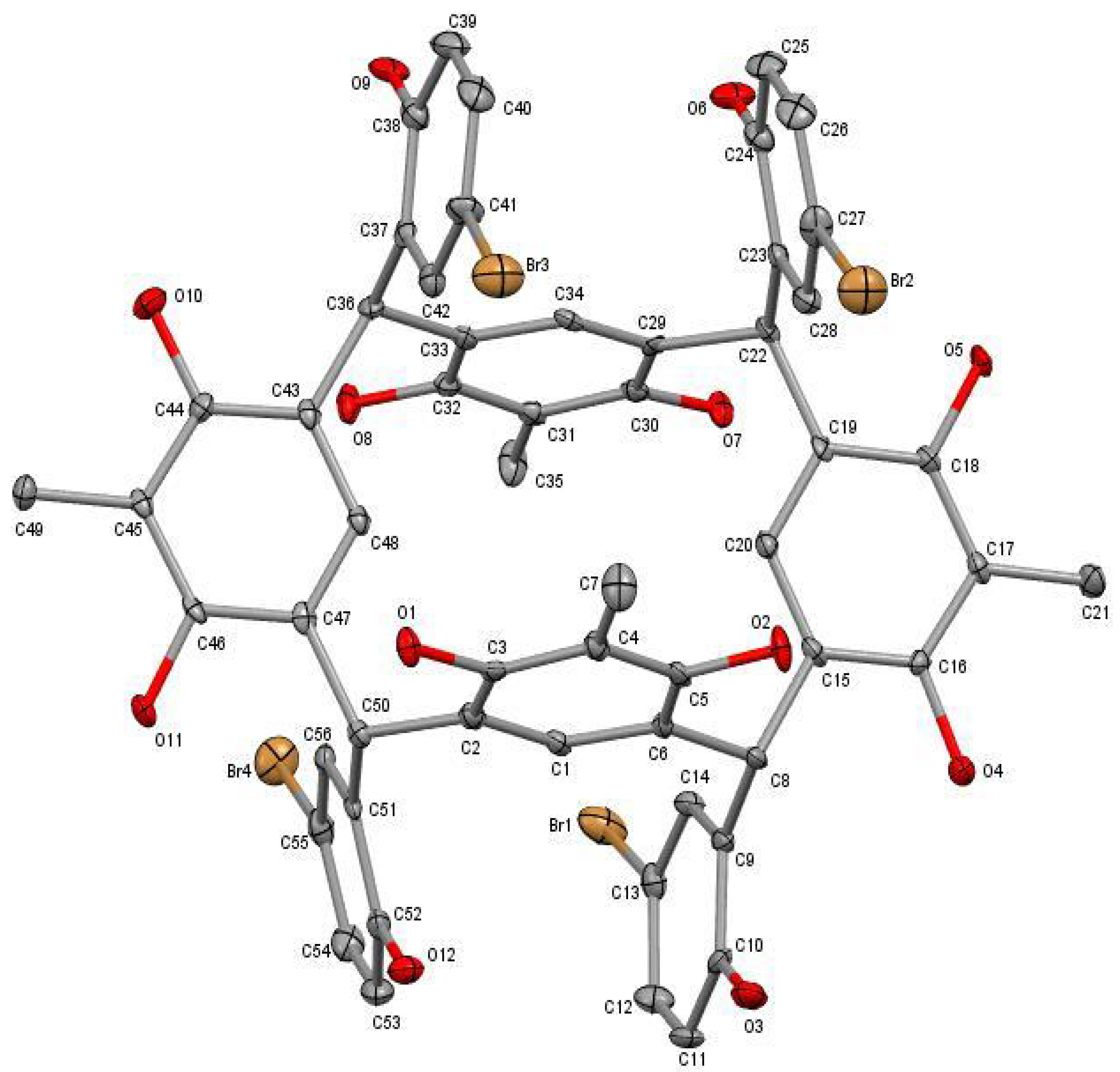 Figure 2.The molecular structure of C-5-bromo-2-hydroxyphenylcalix 4-2...