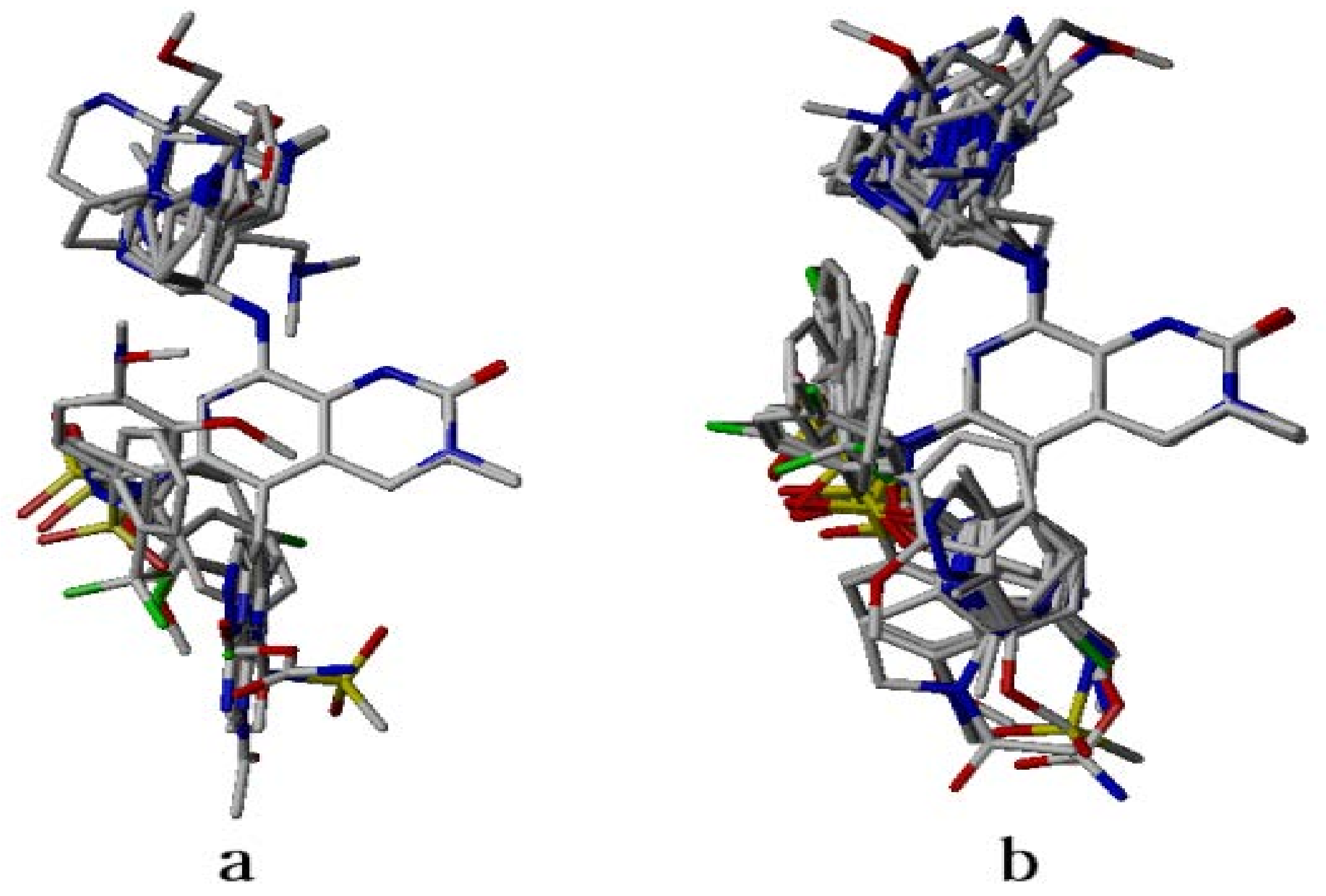 ...(a) Ligand-based alignment of the conformers obtained from omega softwar...