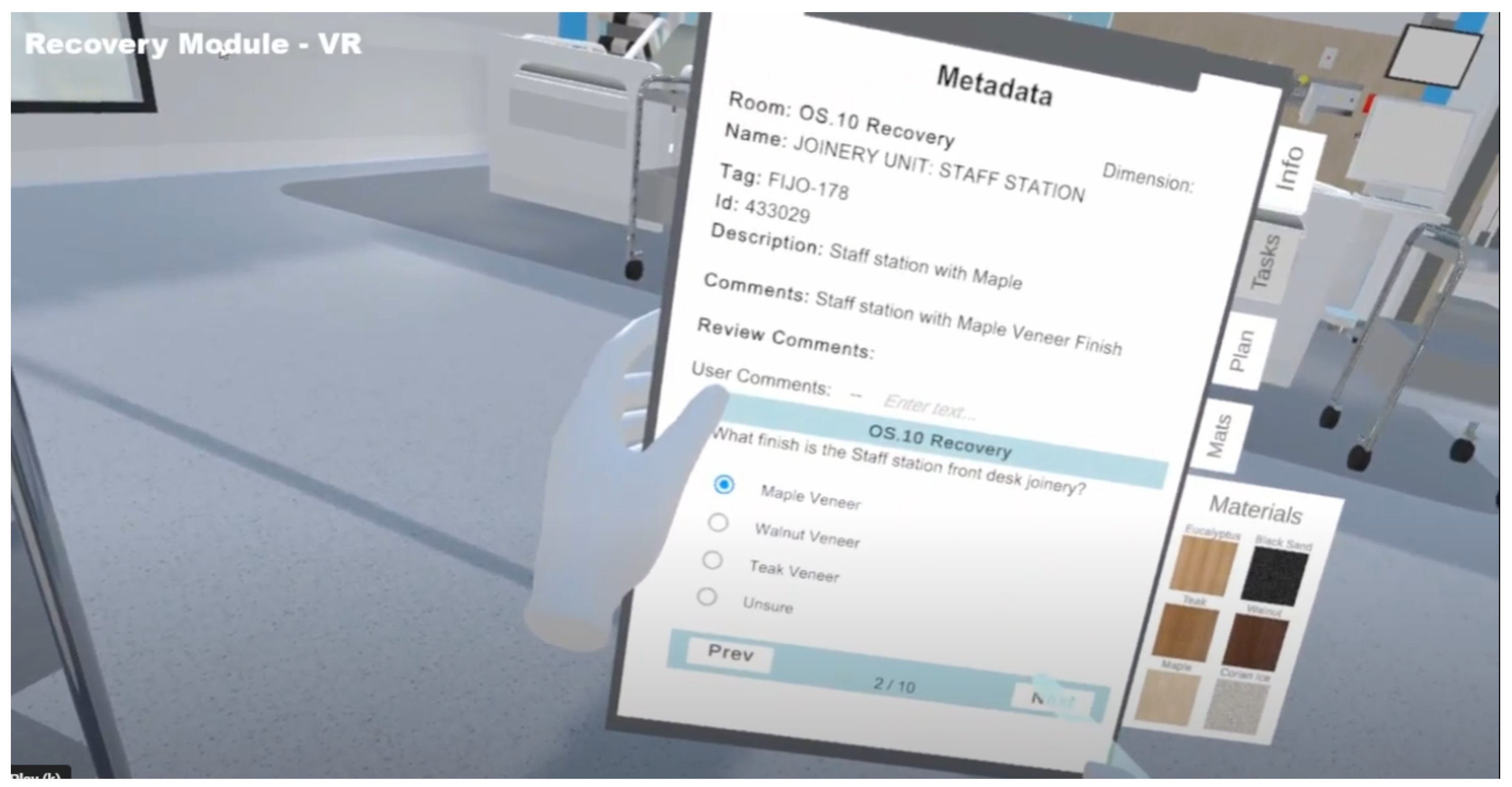 On the Effectiveness of Using Virtual Reality to View BIM Metadata 