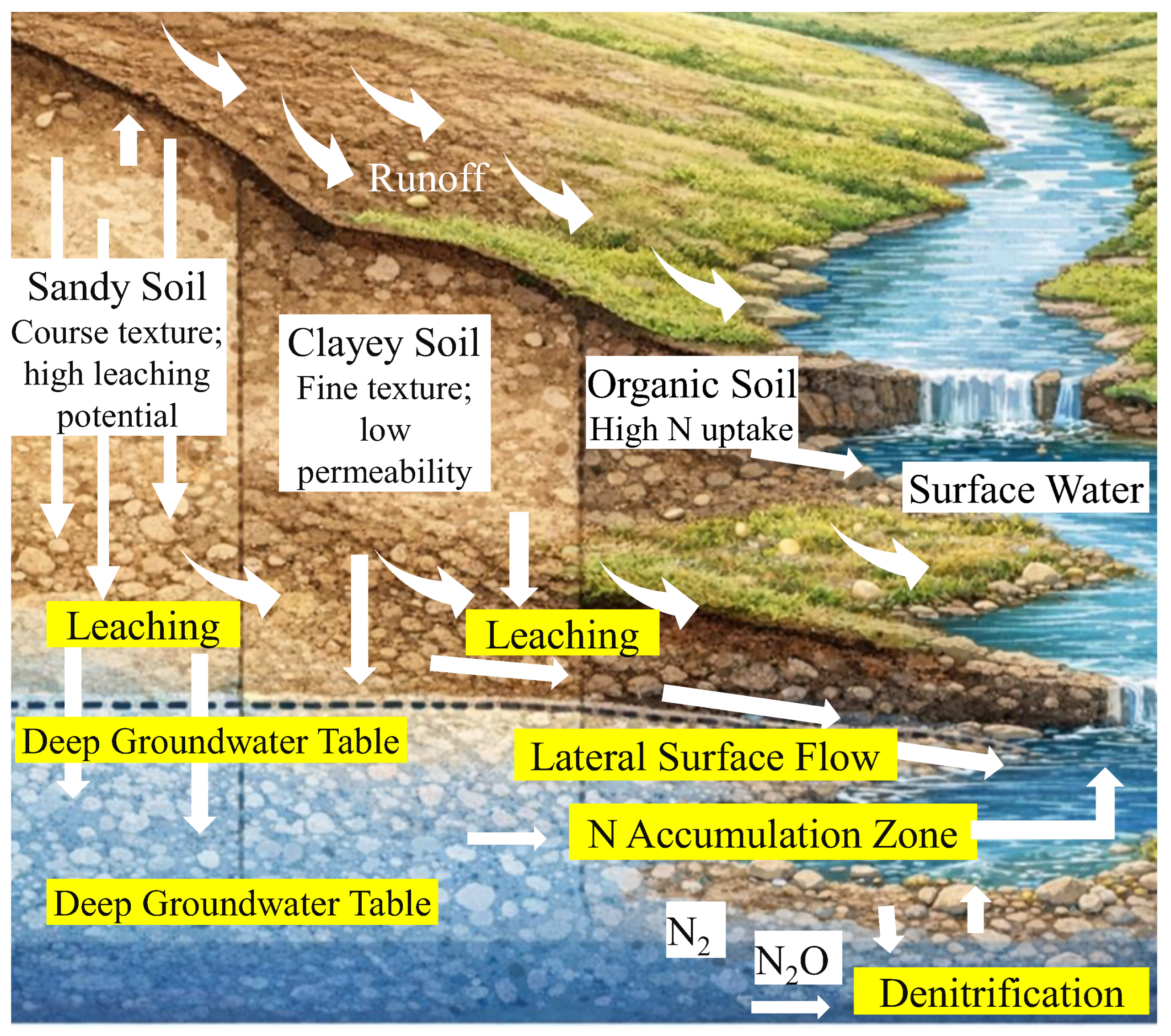 Landscape Determinants of Nitrogen Leaching Risk: Mechanisms