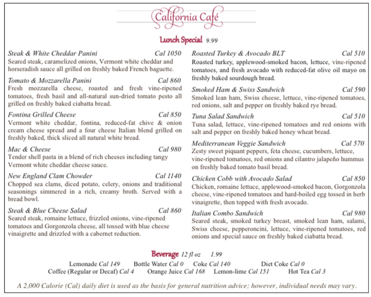 Nutrients Free Full Text Menu Engineering And Dietary Behavior Impact On Young Adults Kilocalorie Choice Html