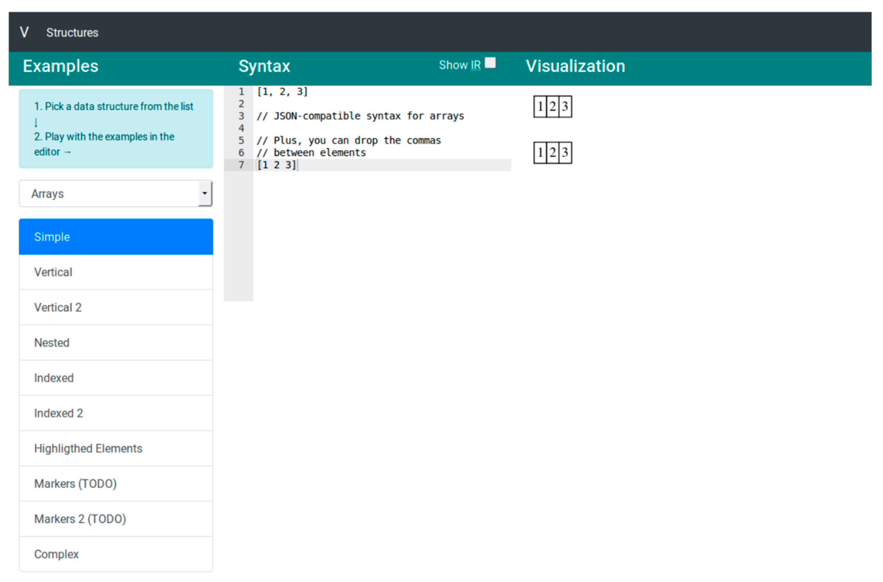 Supporting Data Structures Visualization for Teachers and Learners
