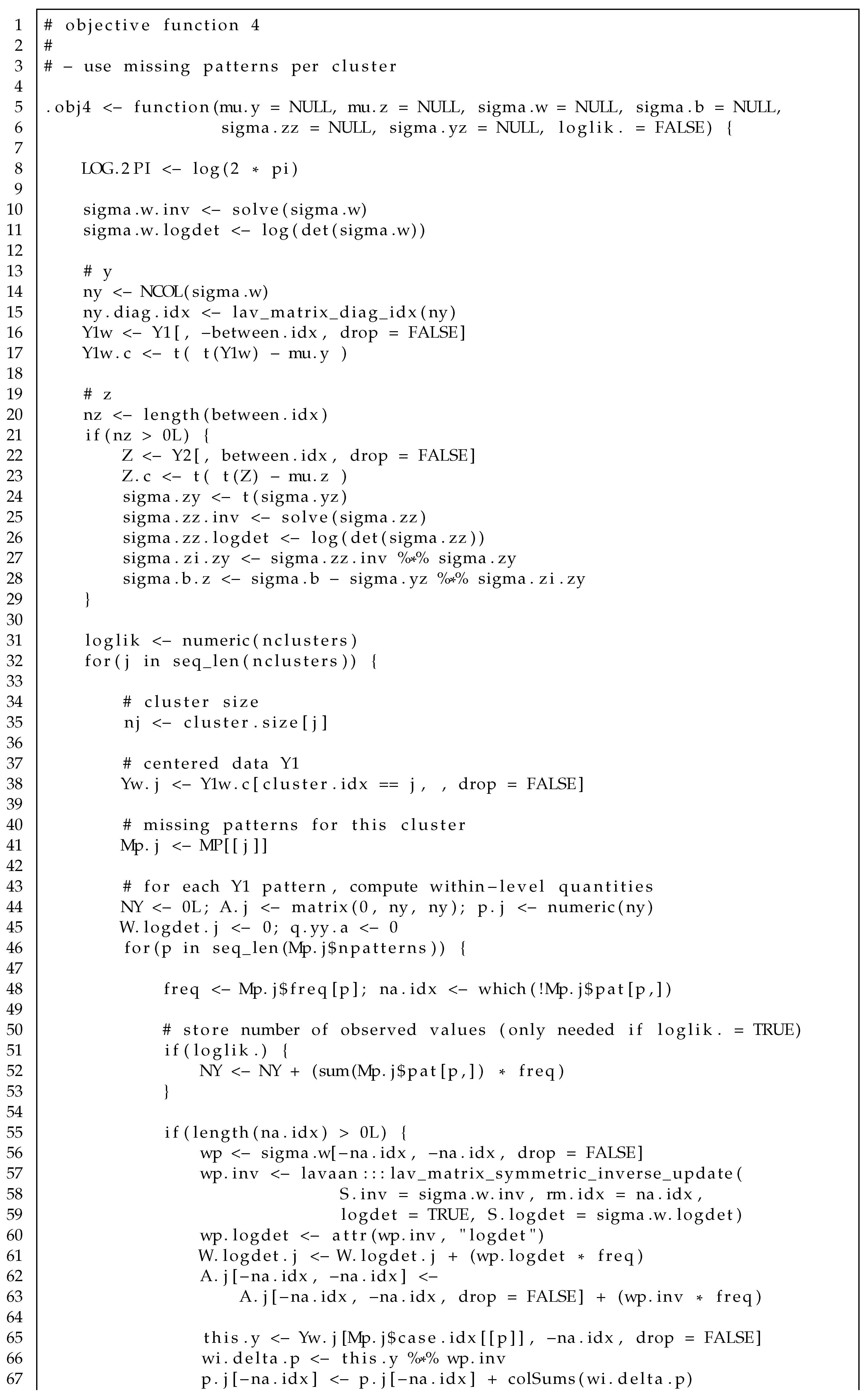 Psych Free Full Text Evaluating The Observed Log Likelihood Function In Two Level Structural Equation Modeling With Missing Data From Formulas To R Code Html Psych Free Full Text Evaluating The Observed Log Likelihood Function In Two Level Structural Equation Modeling With Missing Data From Formulas To R Code Html