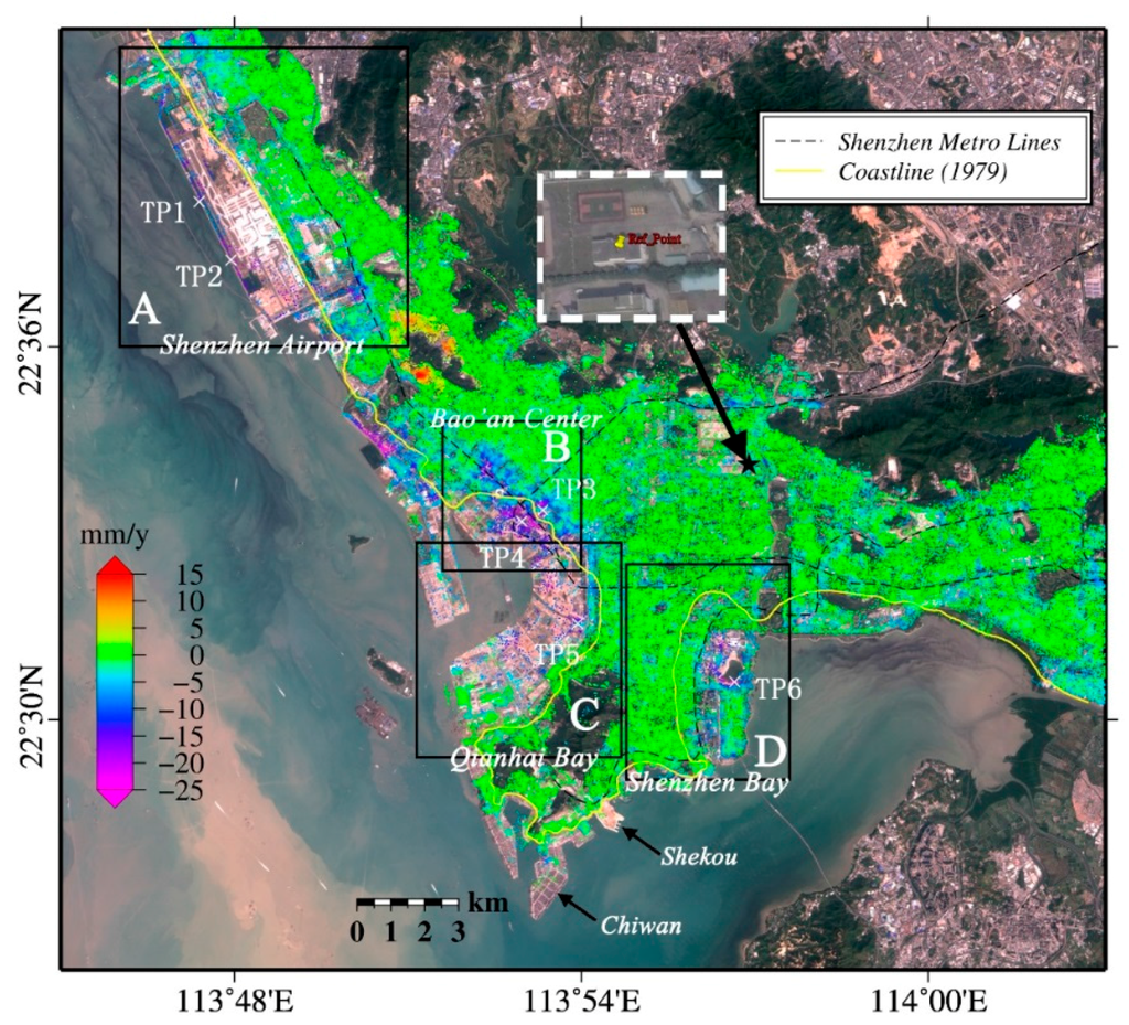Coastal Subsidence Monitoring Associated with Land