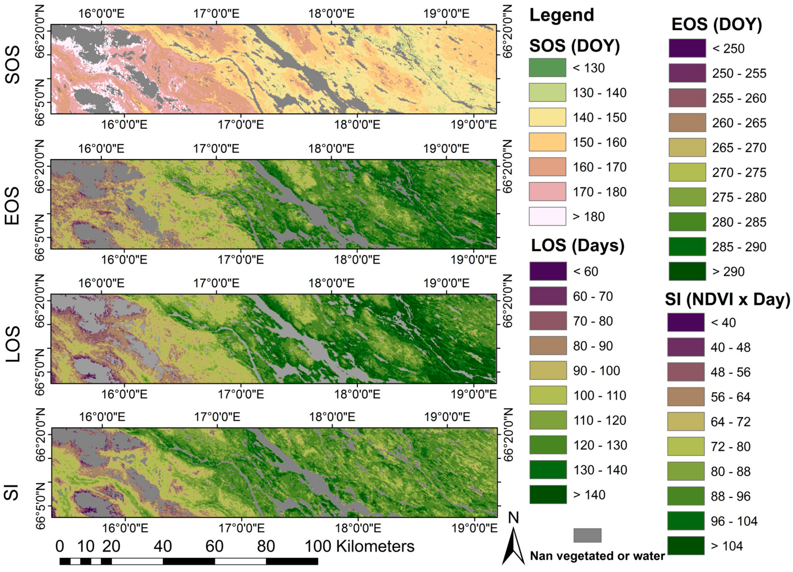 Карта с индексом ndvi
