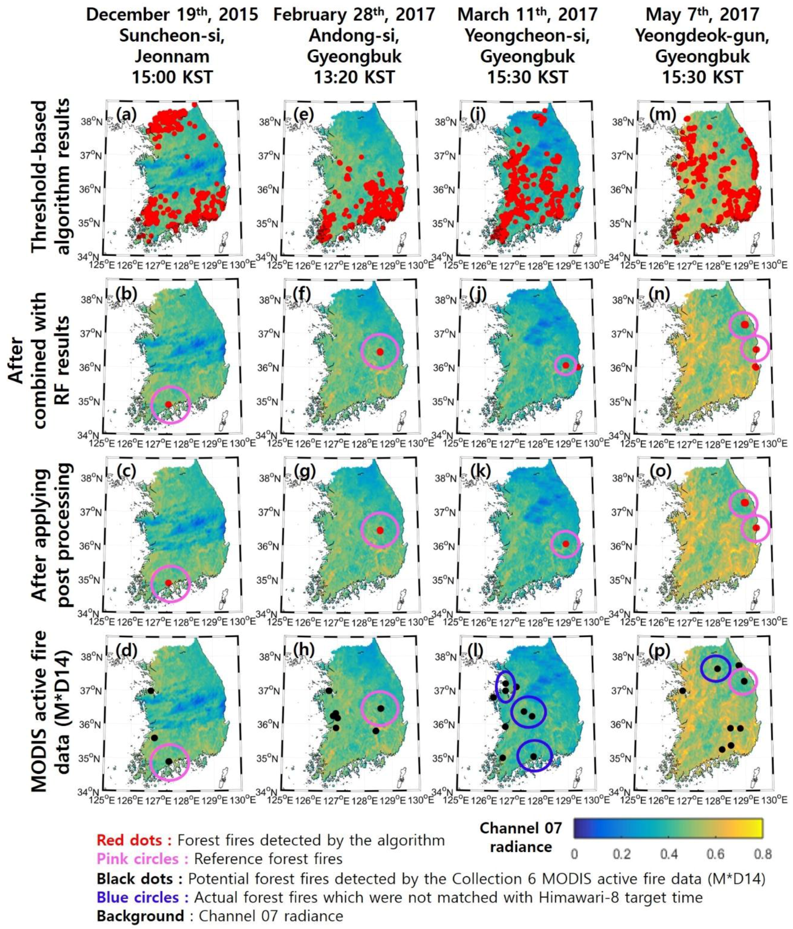 Remote Sensing Free Full Text Detection And Monitoring Of Forest Fires Using Himawari 8 Geostationary Satellite Data In South Korea