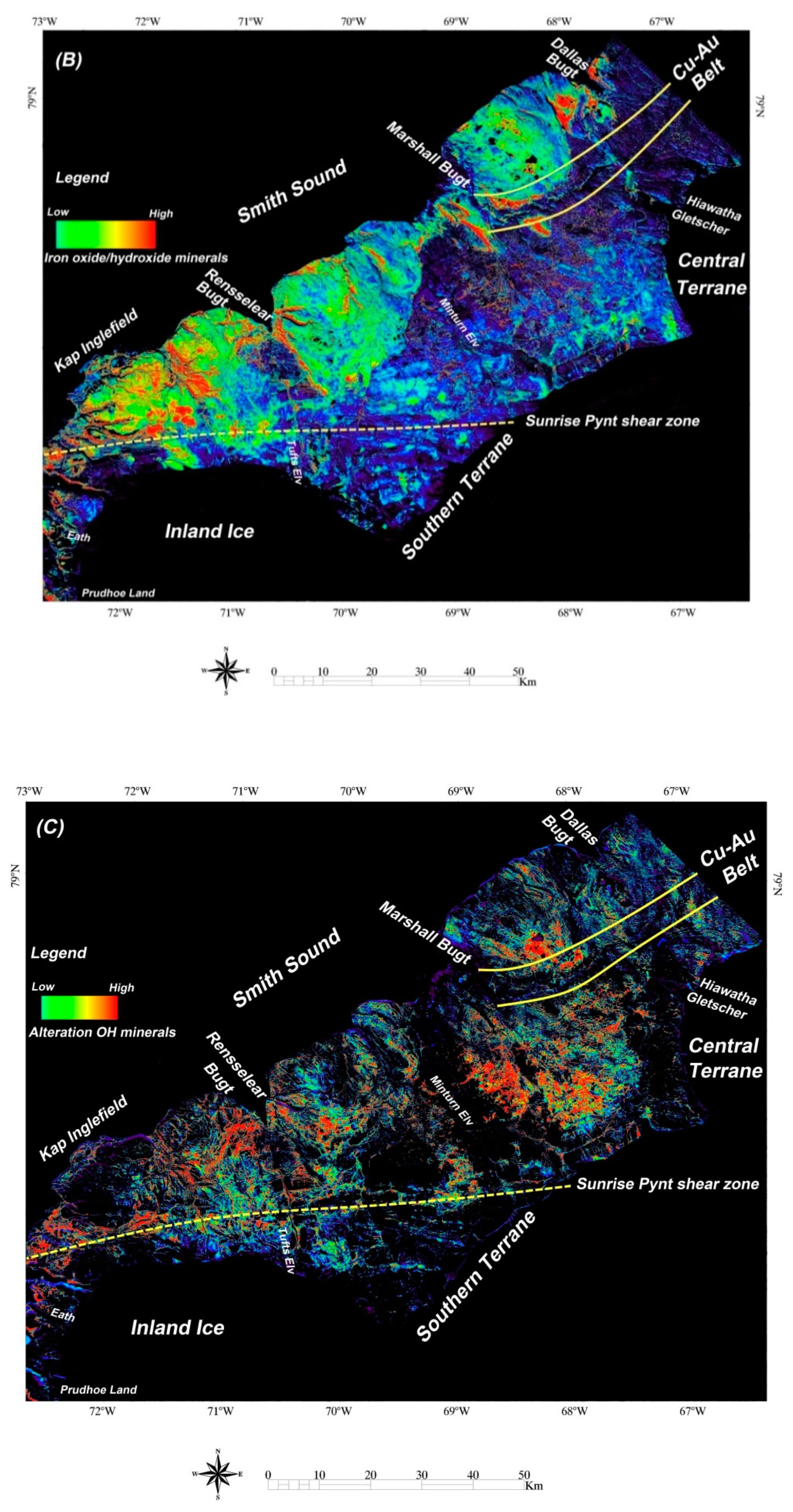 Remote Sensing Free Full Text Landsat 8 Advanced Spaceborne Thermal Emission And Reflection Radiometer And Worldview 3 Multispectral Satellite Imagery For Prospecting Copper Gold Mineralization In The Northeastern Inglefield Mobile Belt Imb