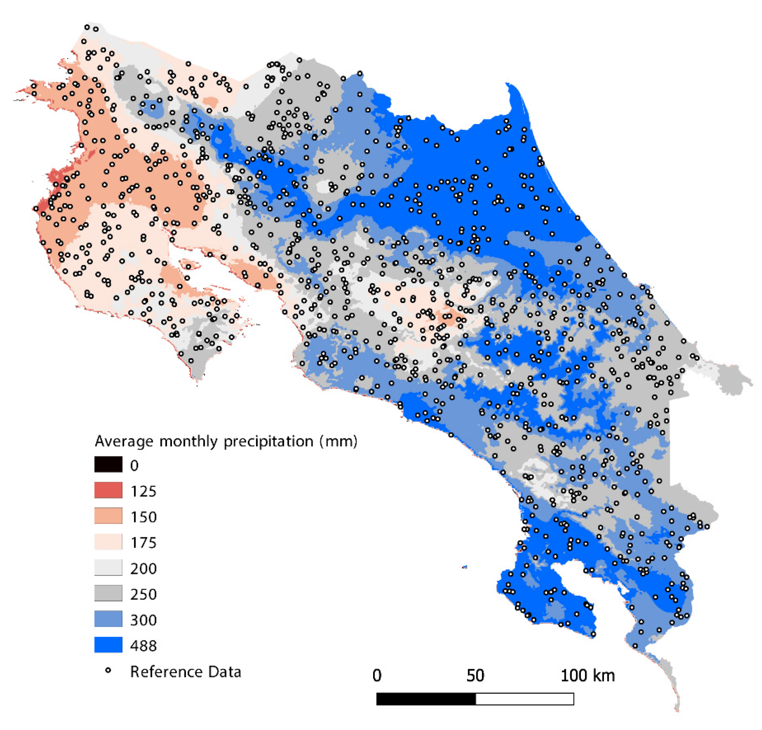 Costa Rica Population Density Map