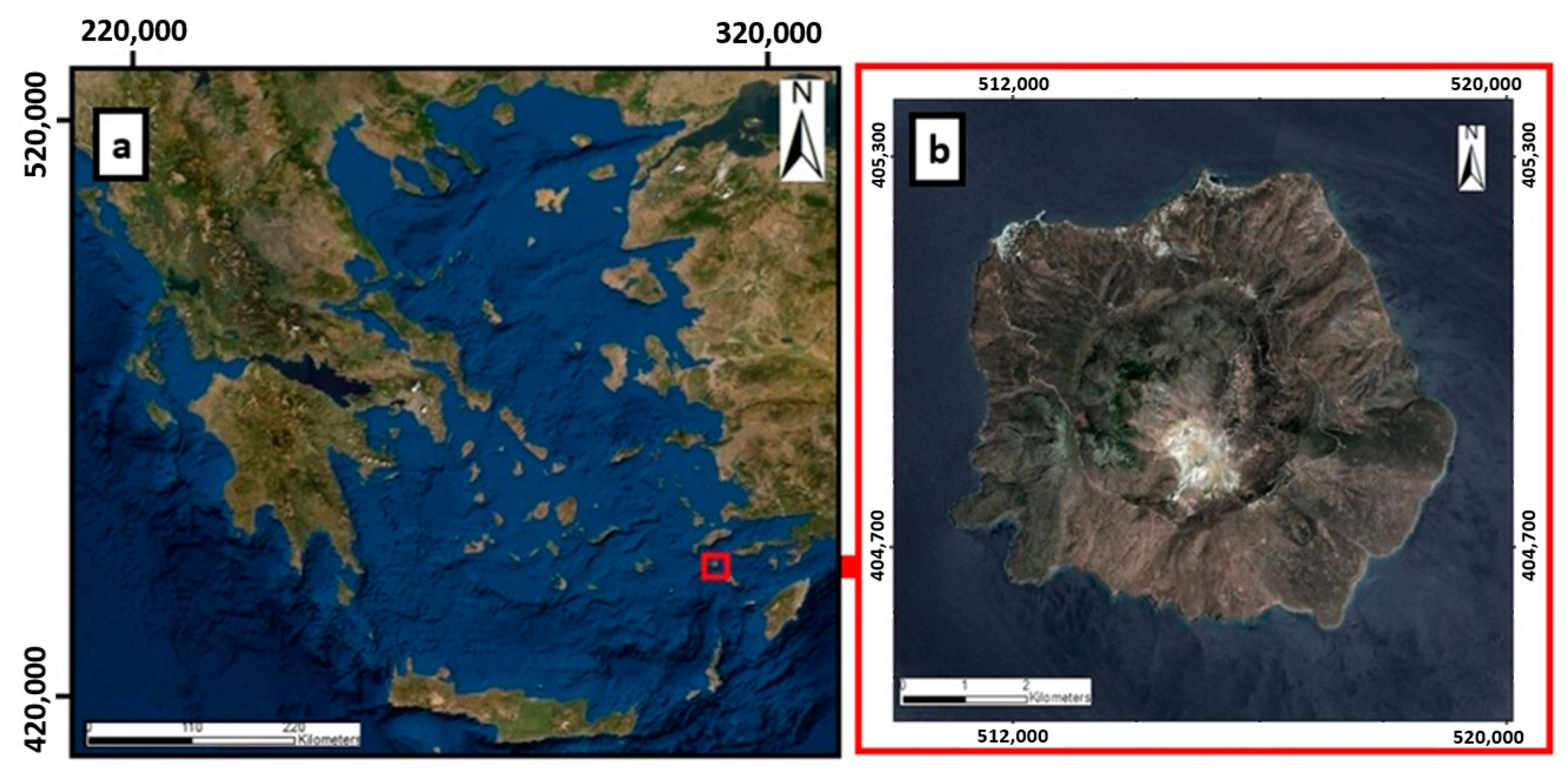 Remote Sensing Free Full Text Spectral Unmixing For Mapping A Hydrothermal Field In A Volcanic Environment Applied On Aster Landsat 8 Oli And Sentinel 2 Msi Satellite Multispectral Data The Nisyros Greece Case Study