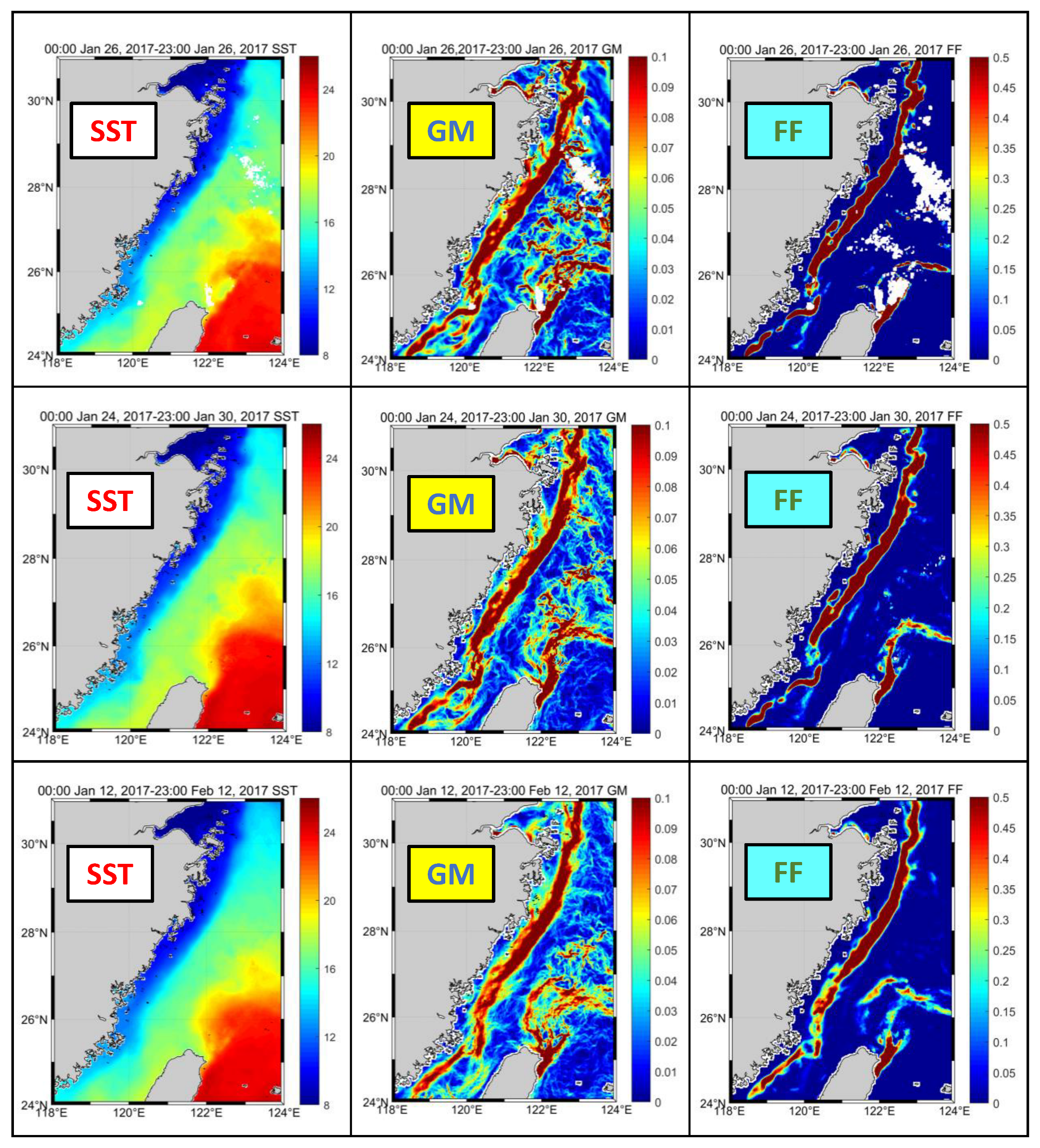 The China Coastal Front from Himawari-8 AHI SST Data—Part 1