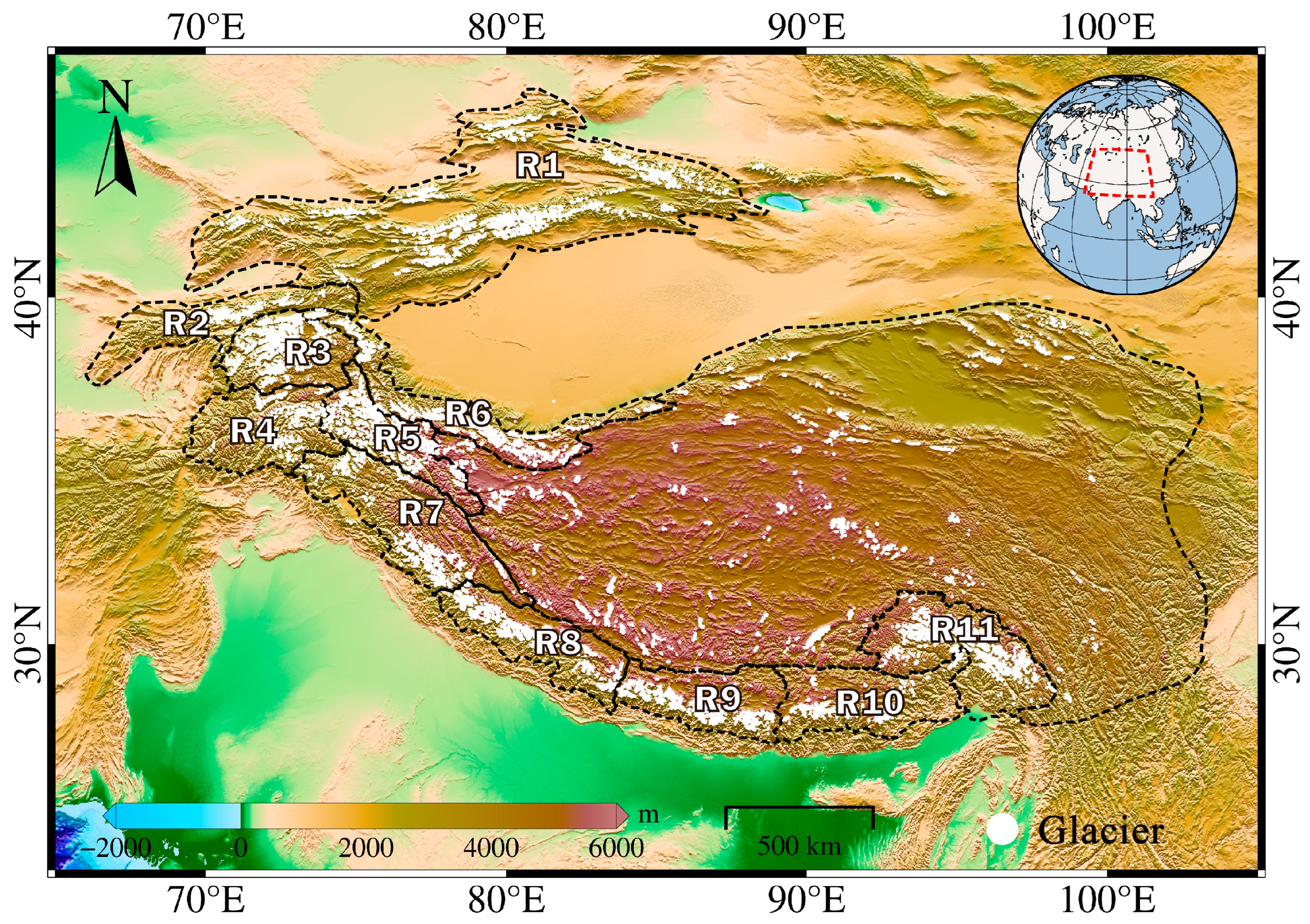 Interannual Glacial Mass Changes in High Mountain Asia and