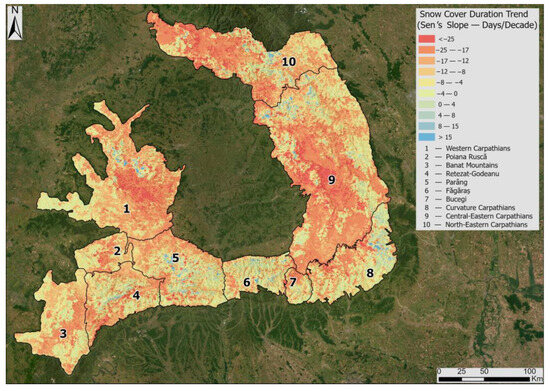 Spatiotemporal Variability of Seasonal Snow Cover over 25 Years in