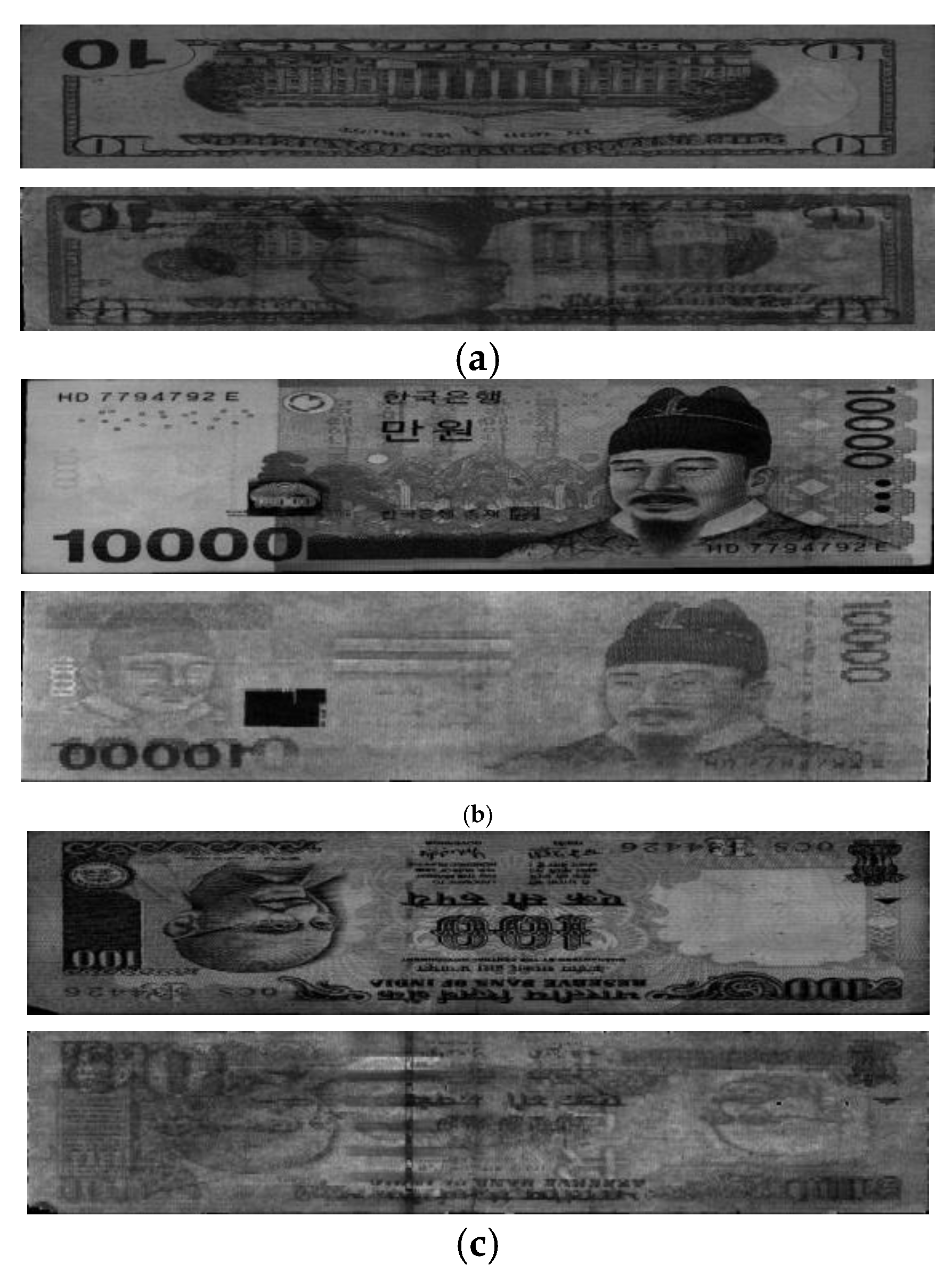 Sensors Free Full Text Recognition Of Banknote Fitness Based On A Fuzzy System Using Visible Light Reflection And Near Infrared Light Transmission Images Html