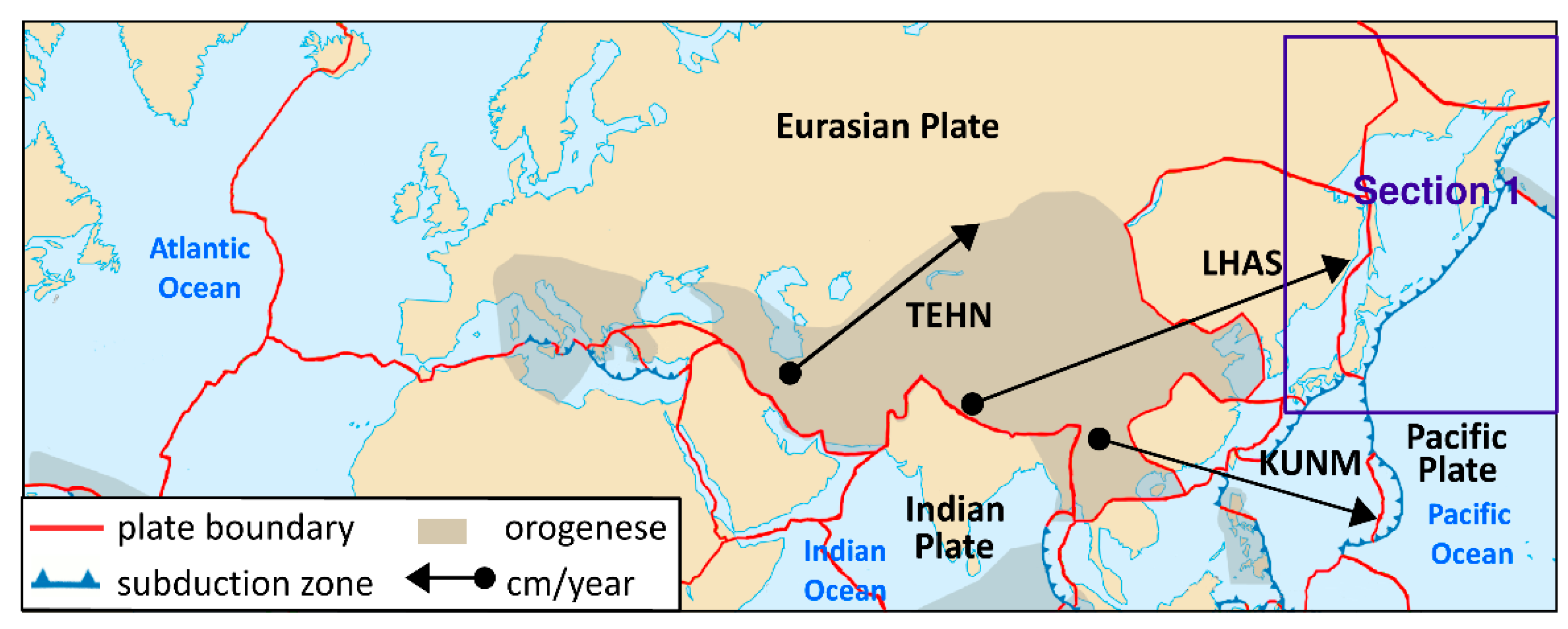 Sensors Free FullText An Analysis of the Eurasian Tectonic Plate