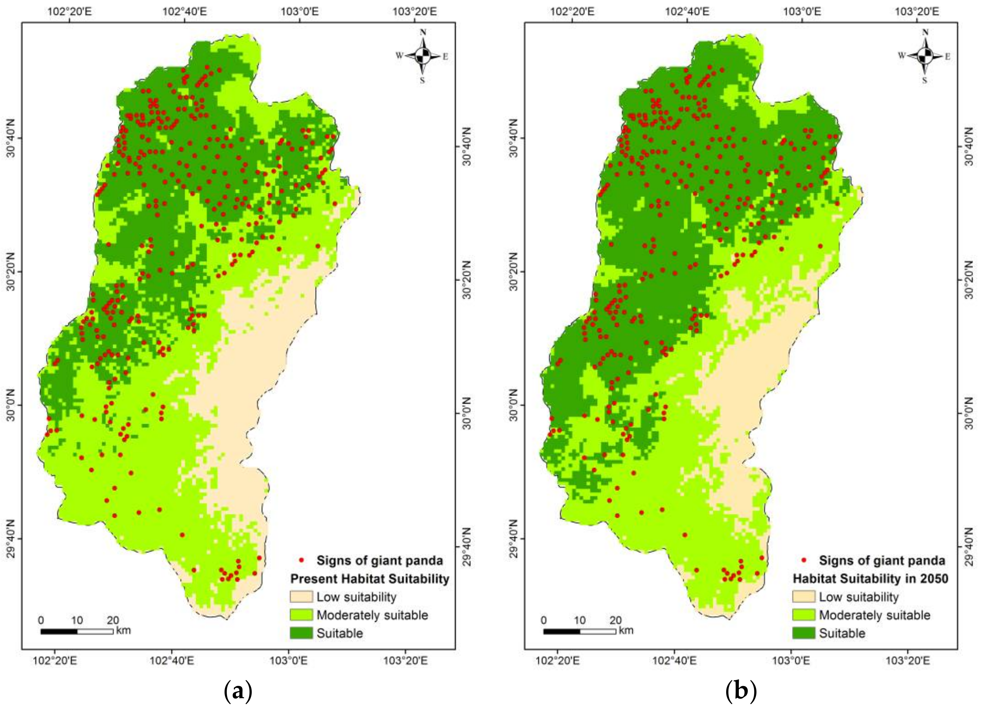 Sustainability Free Full Text Fine Scale Evaluation Of Giant Panda Habitats And Countermeasures Against The Future Impacts Of Climate Change And Human Disturbance 15 50 A Case Study In Ya An China Html
