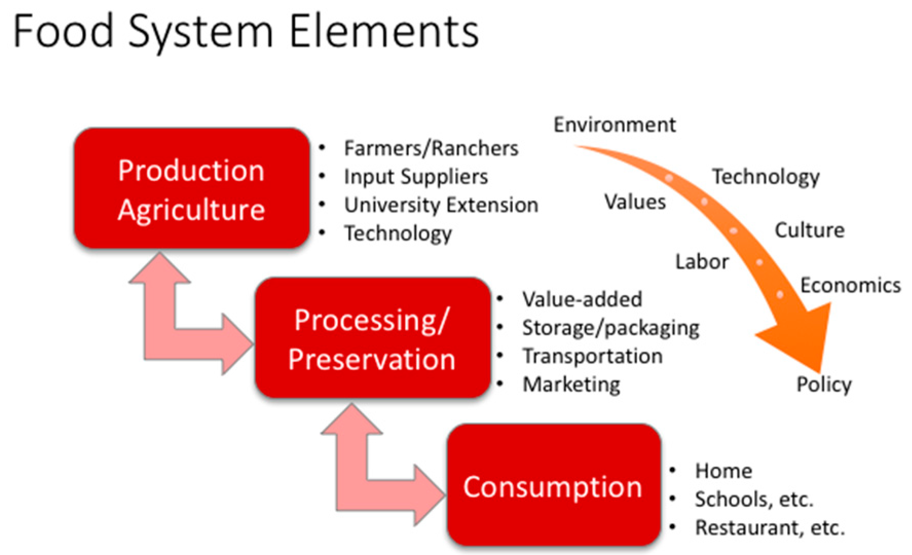 Система фуд. System elements.