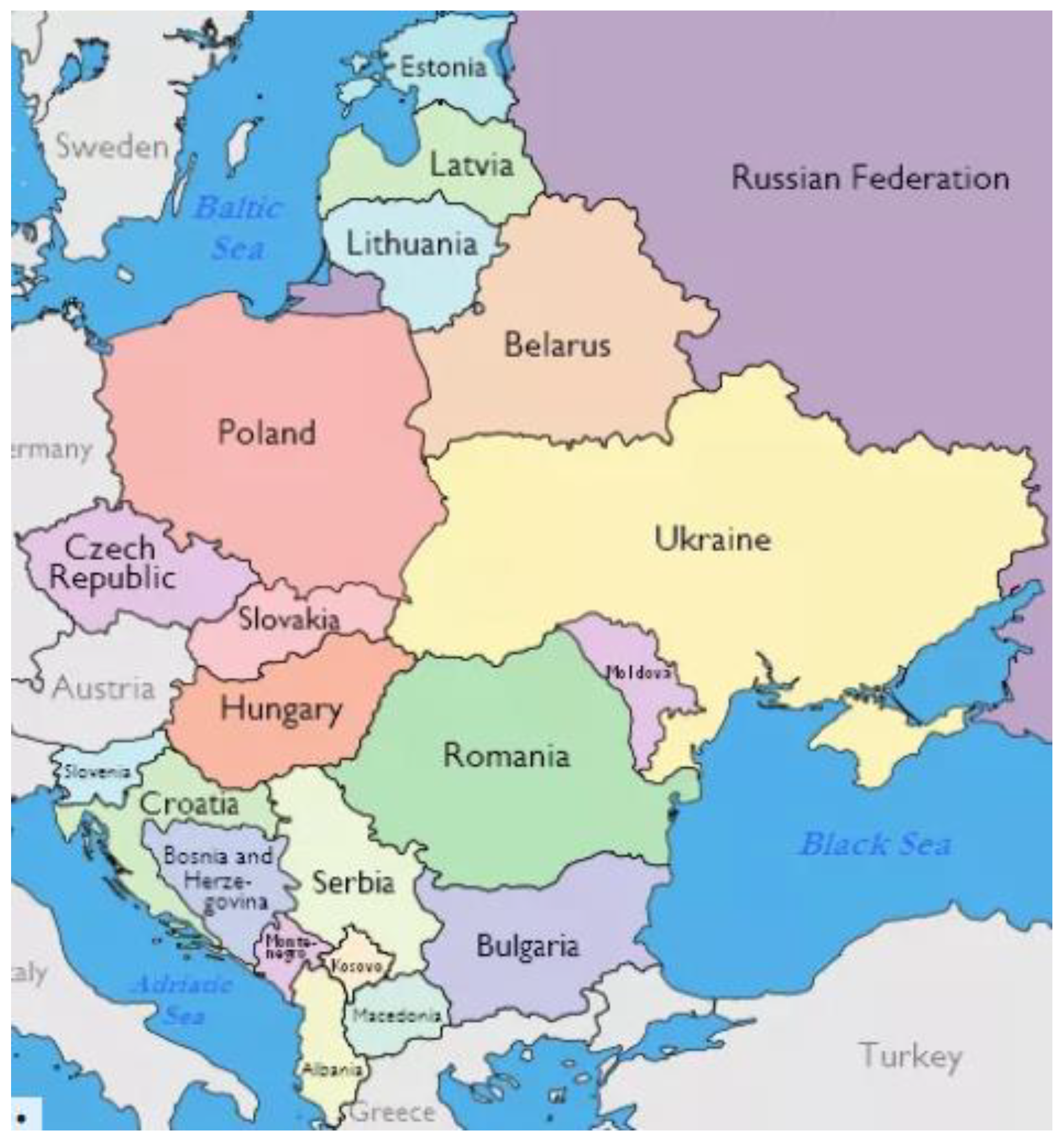 Океаны восточной европы. Политическая карта Юго-Восточной Европы. Юго Восточная Европа карта со странами. Карта Юго Восточной Европы. Политическая карта Восточной Европы.