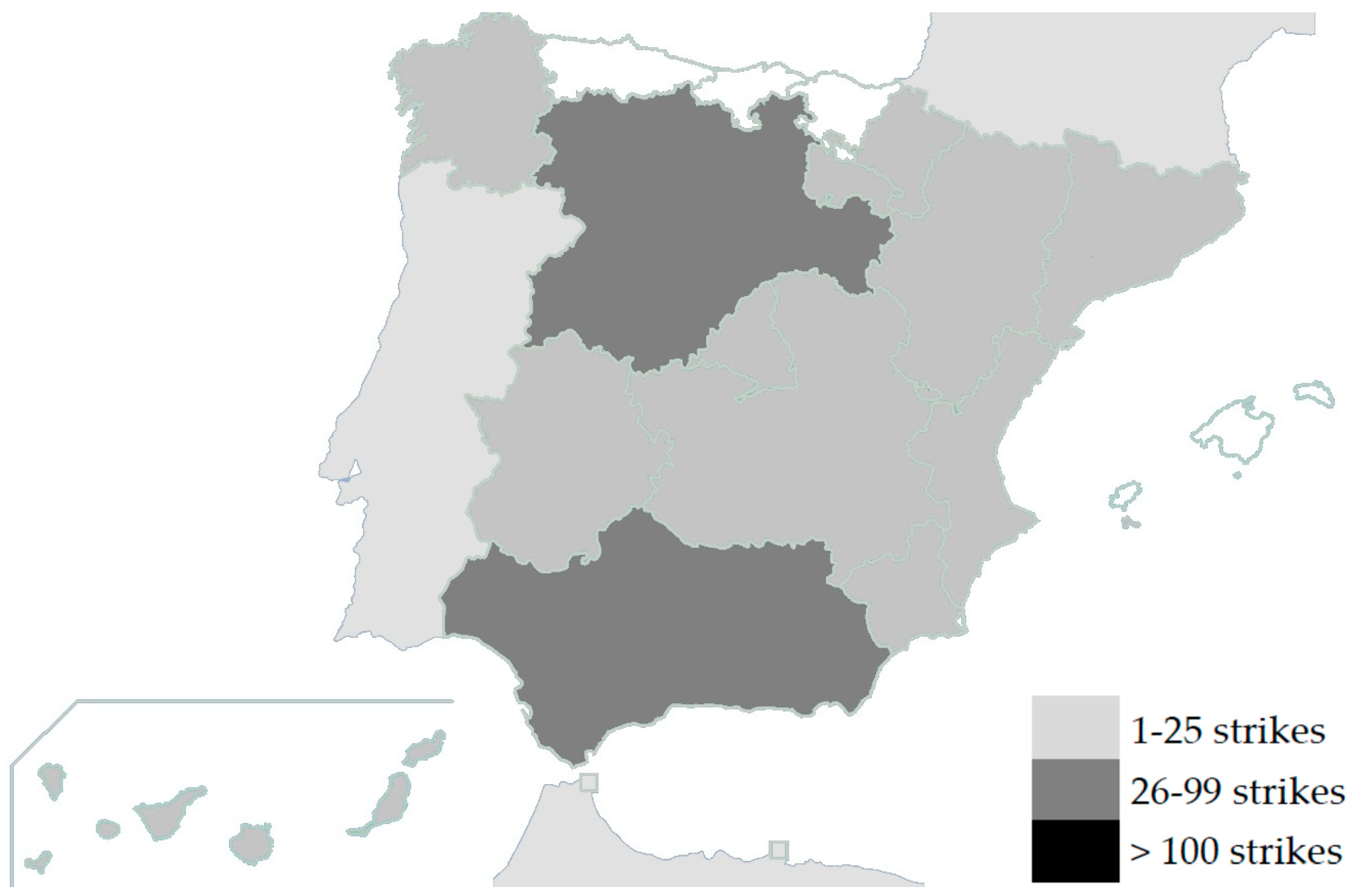 Sustainability Free Full Text Strikes And Rural Unrest During The Second Spanish Republic 1931 1936 A Geographic Approach Html
