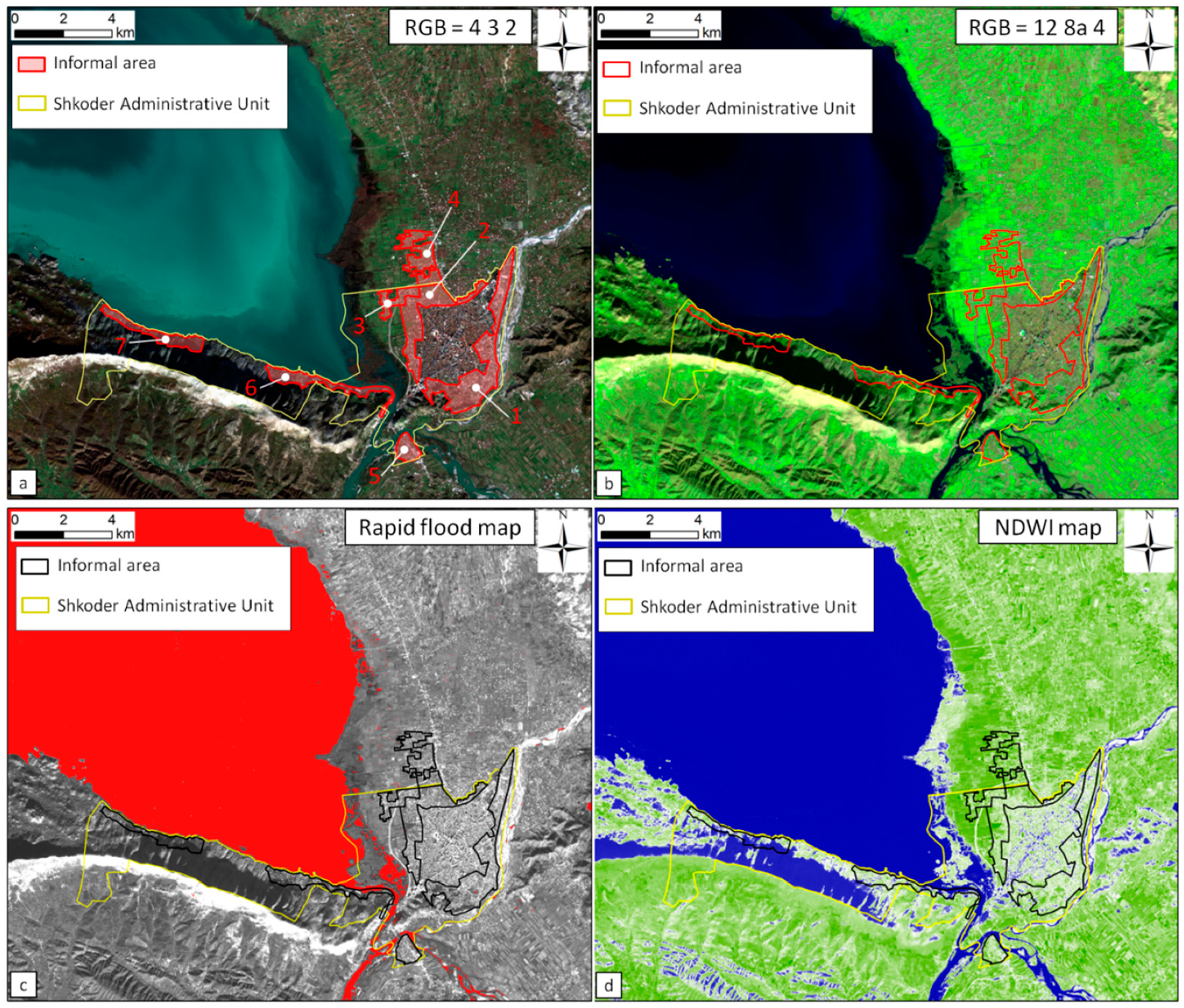 Sustainability | Free Full-Text | Detection of Seasonal Inundations by Satellite Data at Shkoder Urban North Albania for Sustainable Management | HTML
