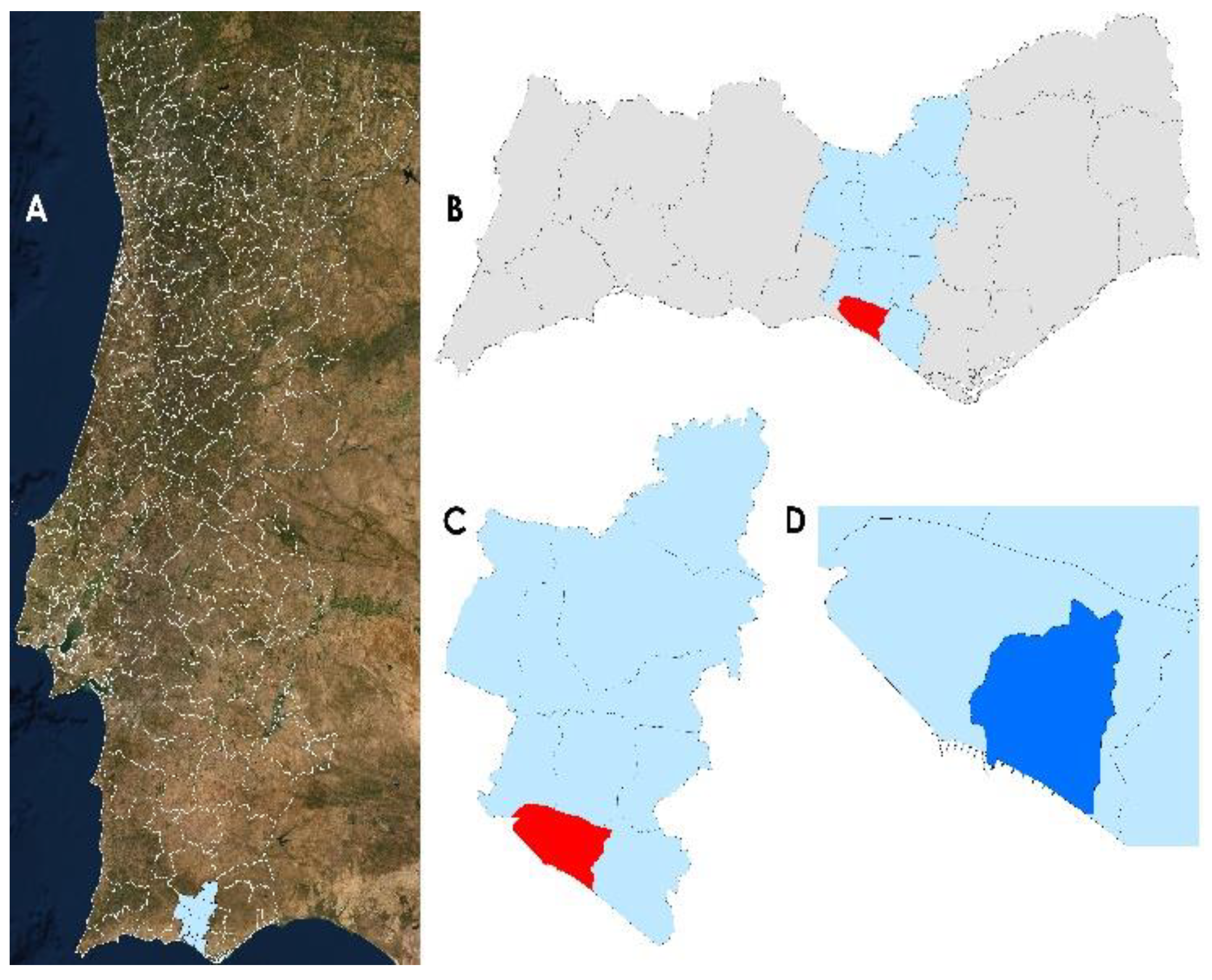 Administrative Map of the Algarve Region with Municipalities