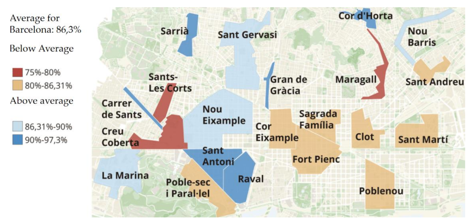 Shopping Map of Passeig de Gràcia in Barcelona, Catalunya, Spain