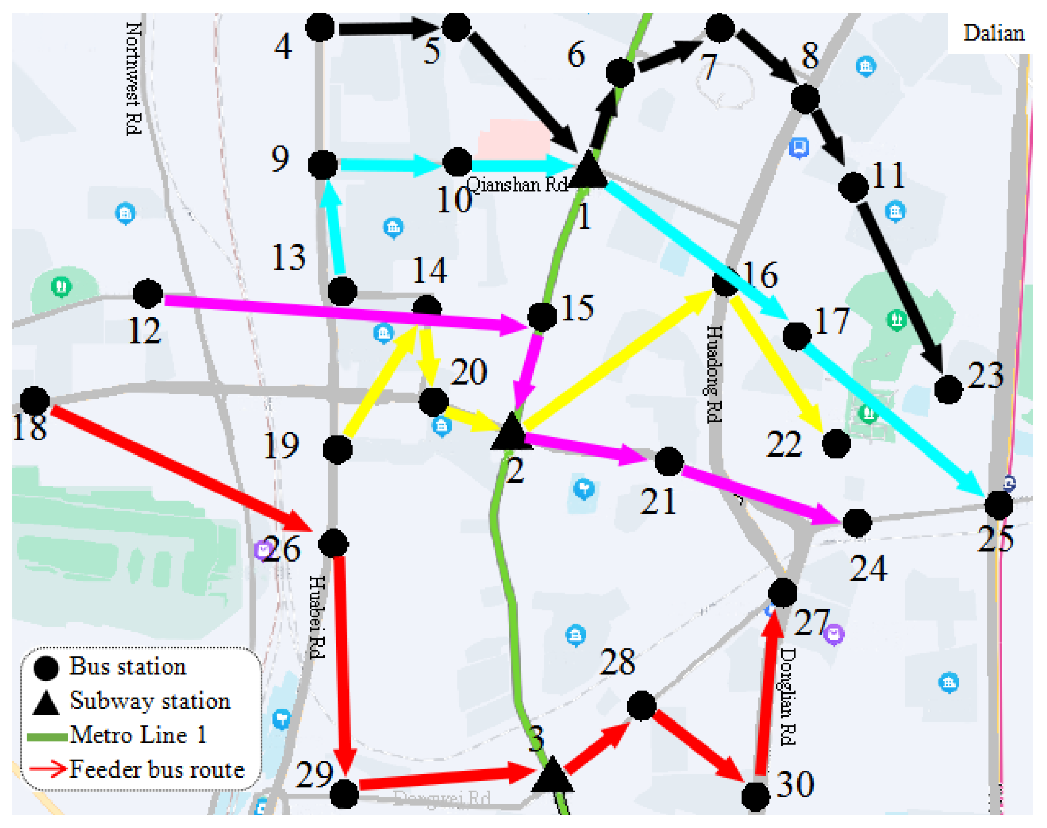 02780 Train Route Map Sustainability | Free Full-Text | Optimization For Feeder Bus Route Model  Design With Station Transfer | Html