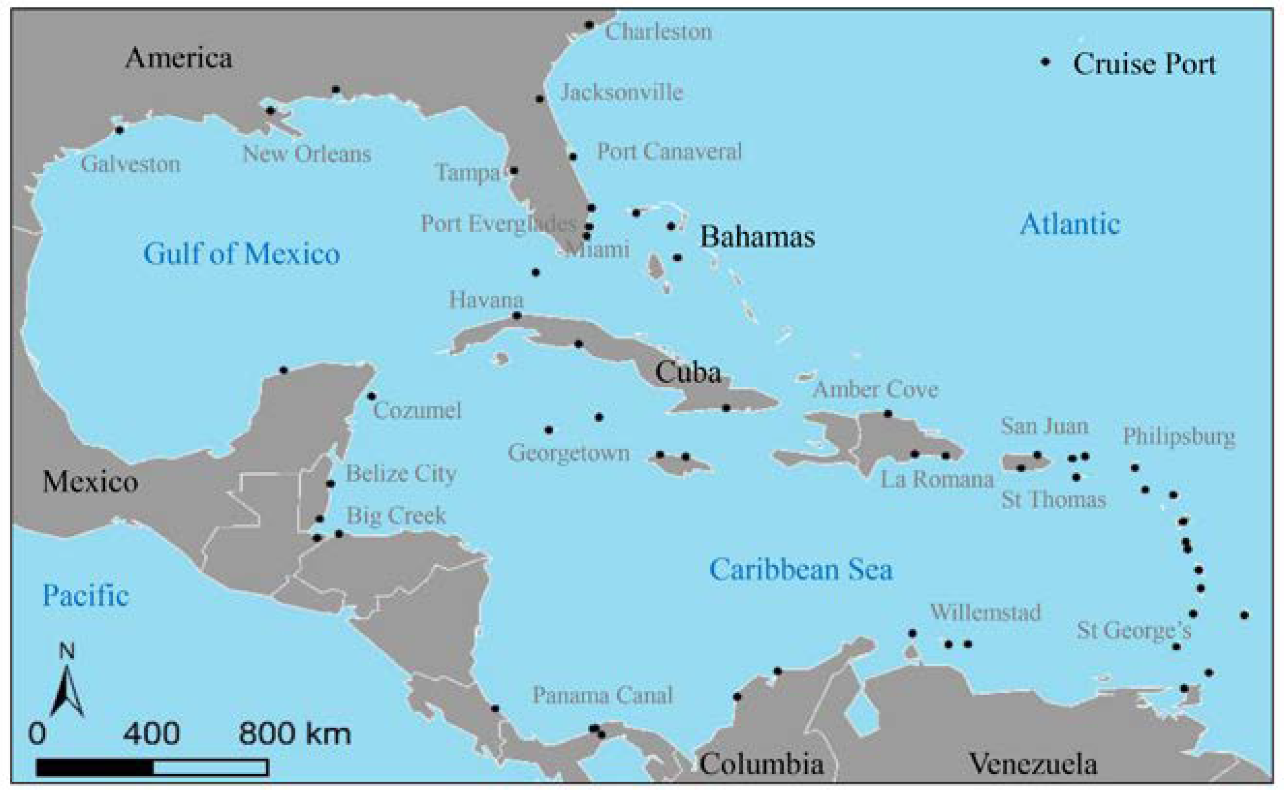 Caribbean Cruise Map - Sustainability 14 09448 G001