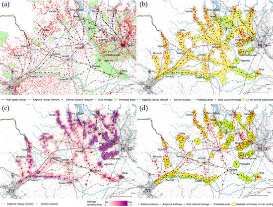 Sustainability | Free Full-Text | Multimodal Access to Minor Places in  Heritage-Rich Landscapes: GIS Mapping to Define Slow-Tourism Routes from  the Stations in the Railway Networks in-between Turin and Milan