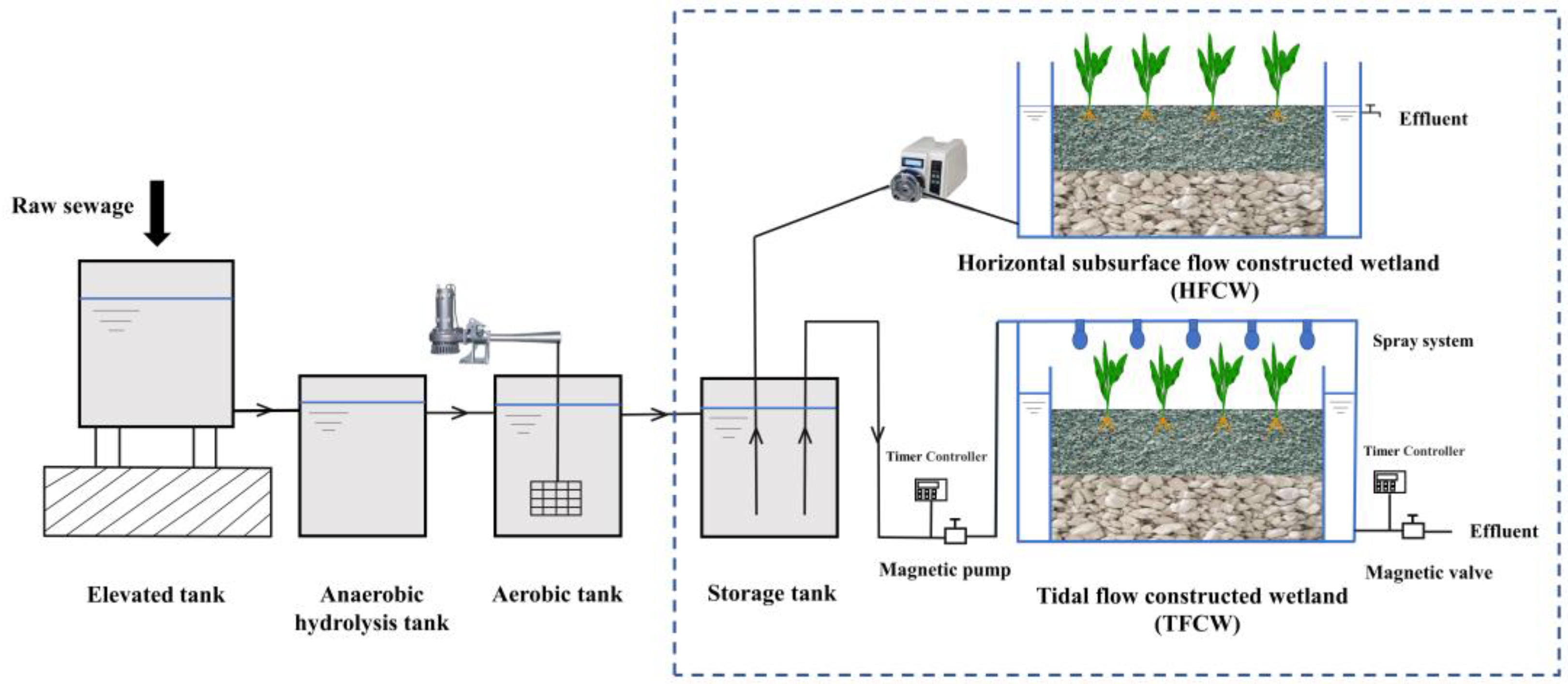 Constructed wetlands wastewater treatment
