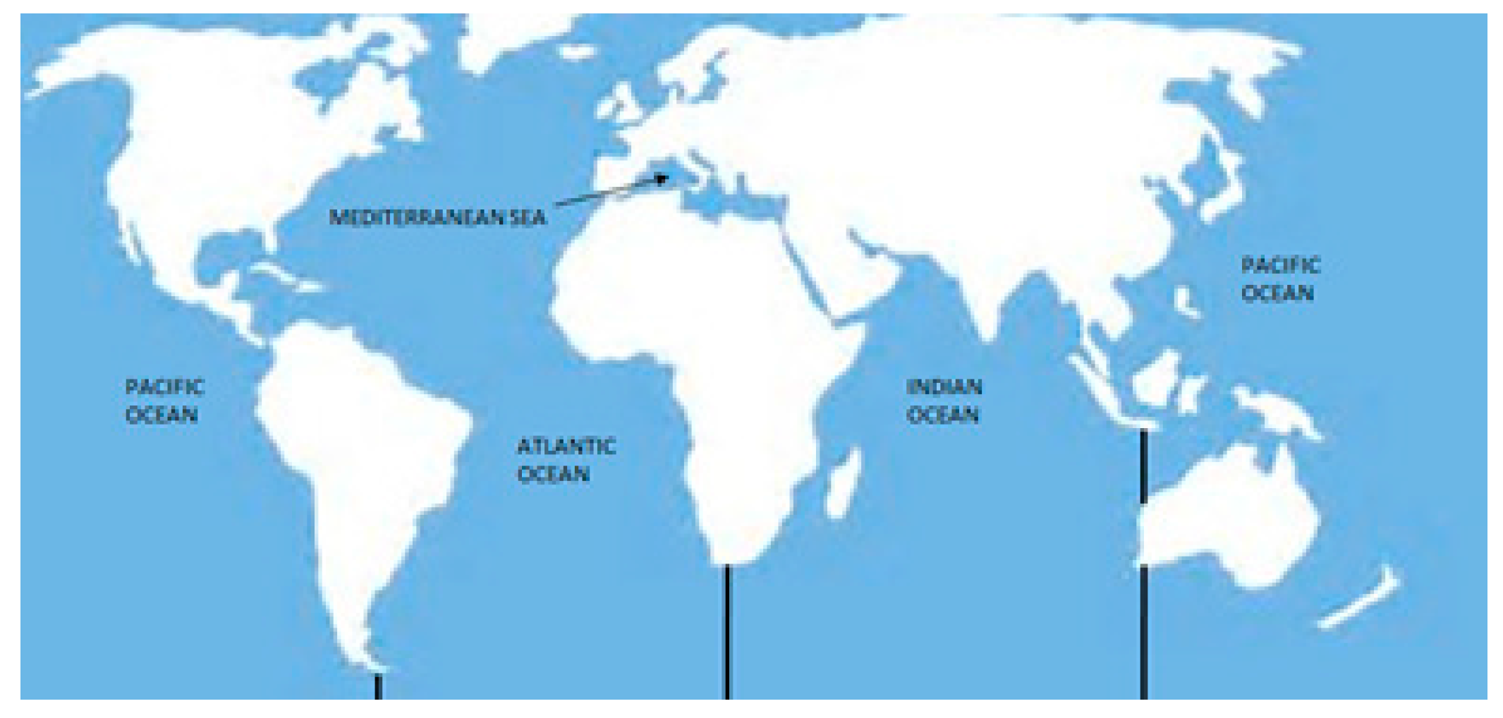 Atlantic And Pacific Ocean Map 