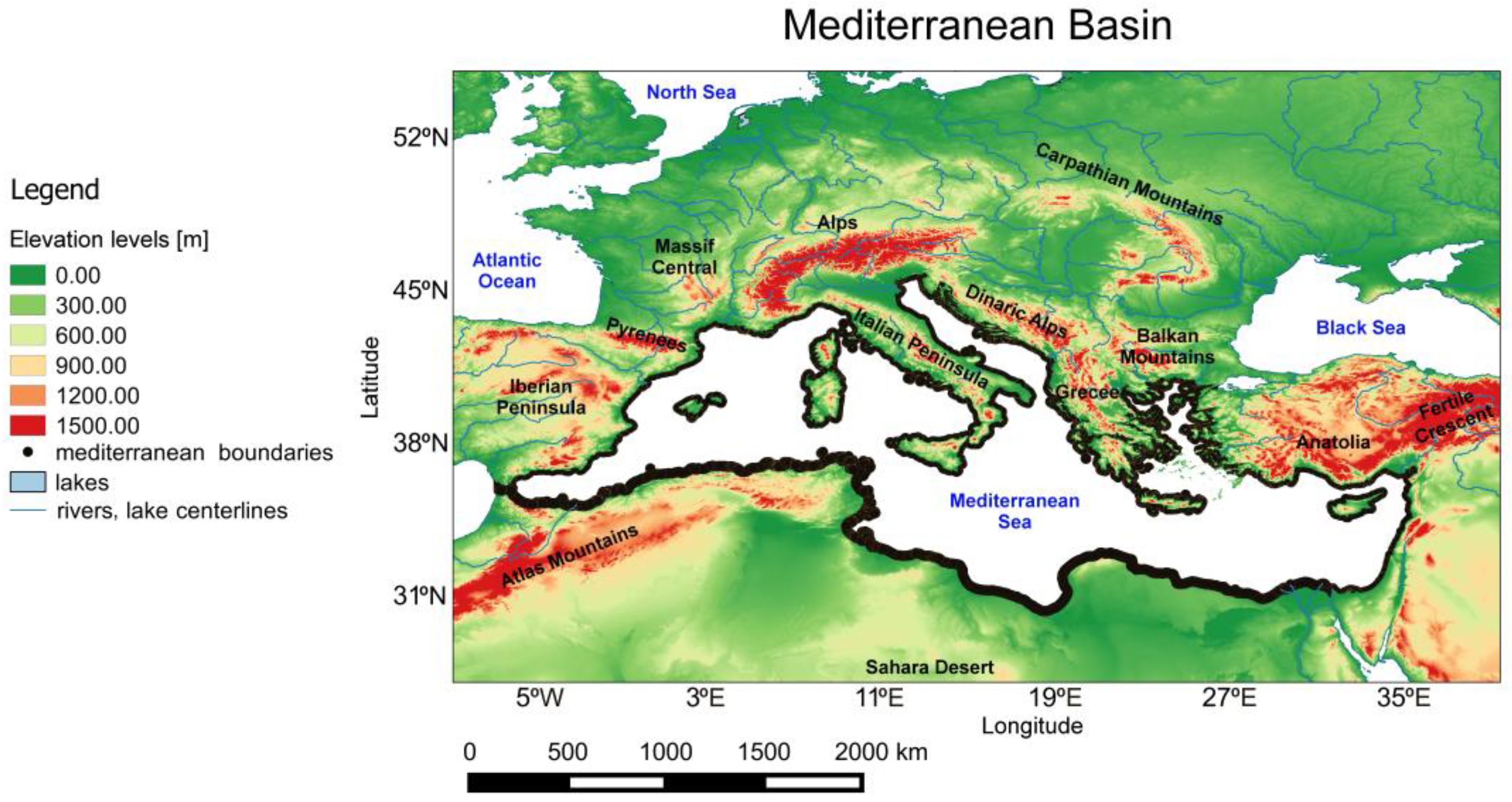 The Mediterranean basin.