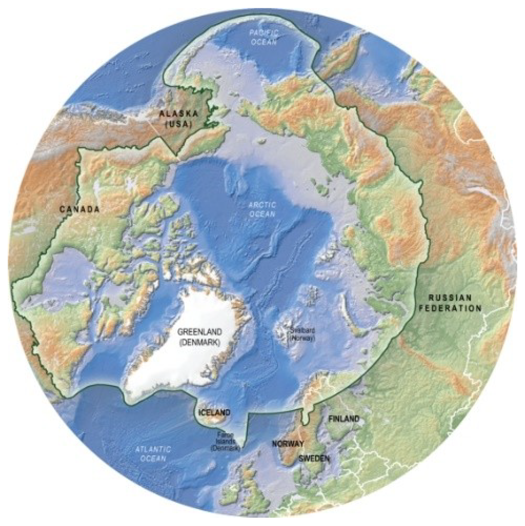 Тихий океан полярные круги. Северный Ледовитый океан на карте полушарий. Физическая карта Северного Ледовитого океана.