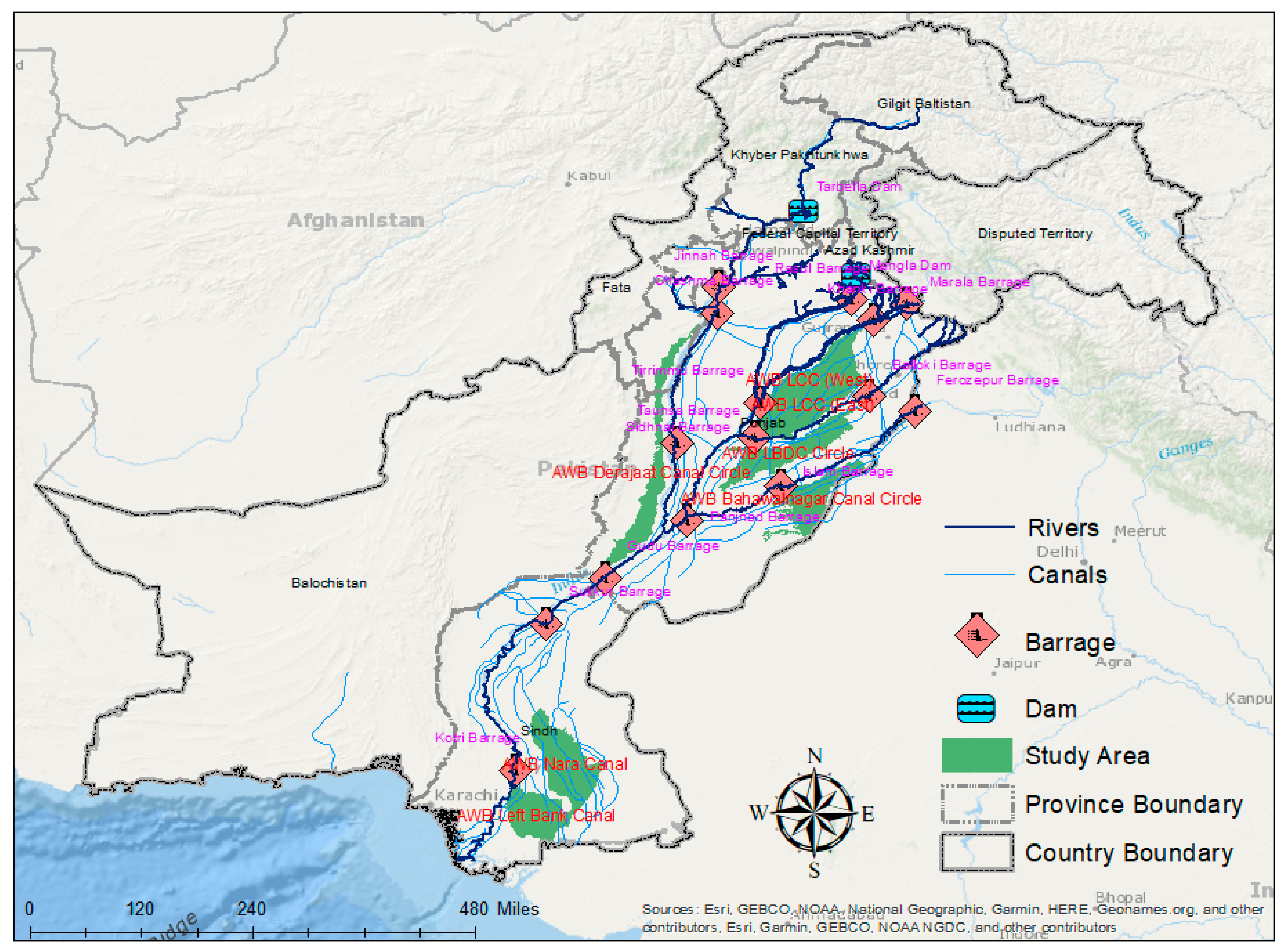 Rivers Of Pakistan Map