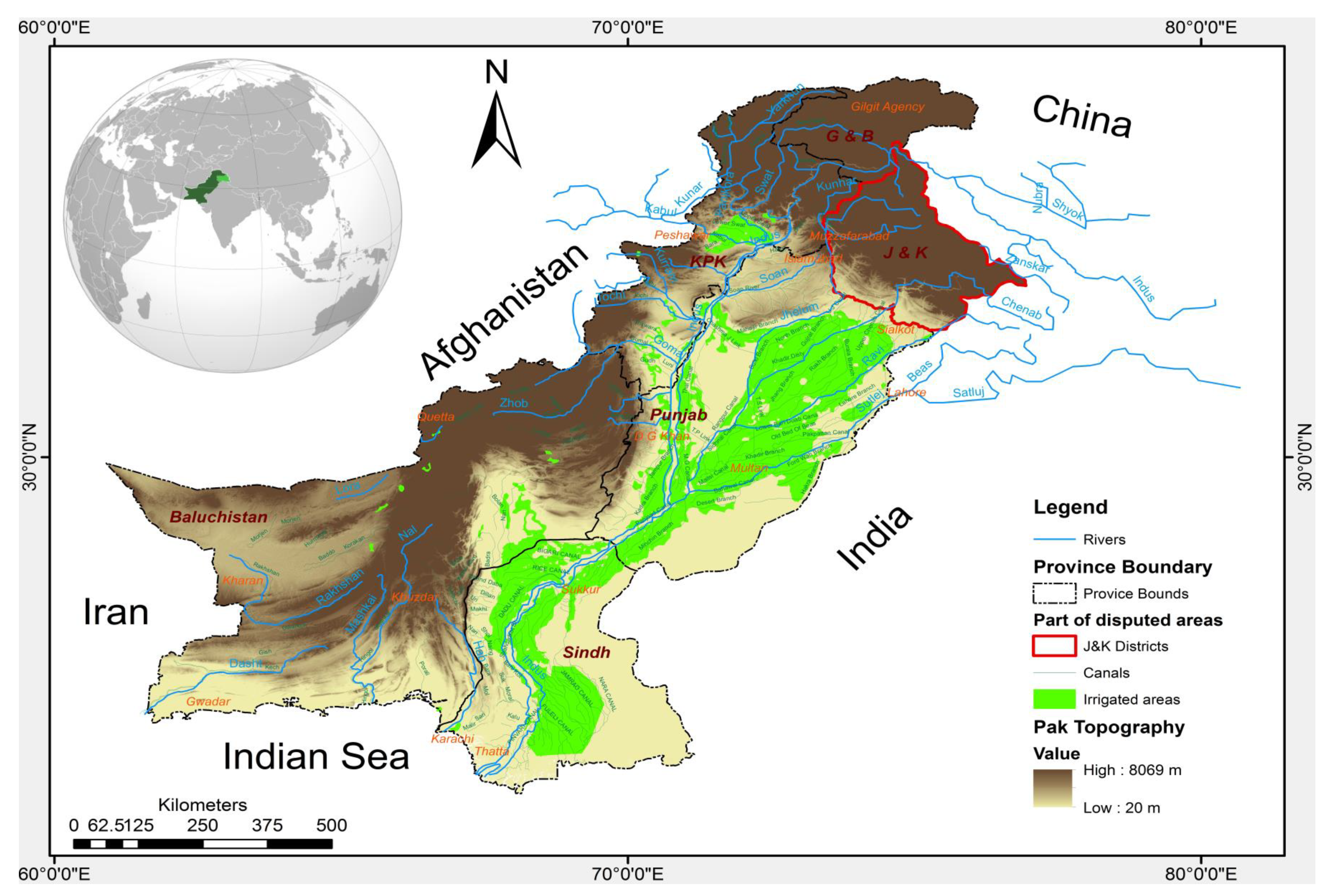 Rivers Of Pakistan Map