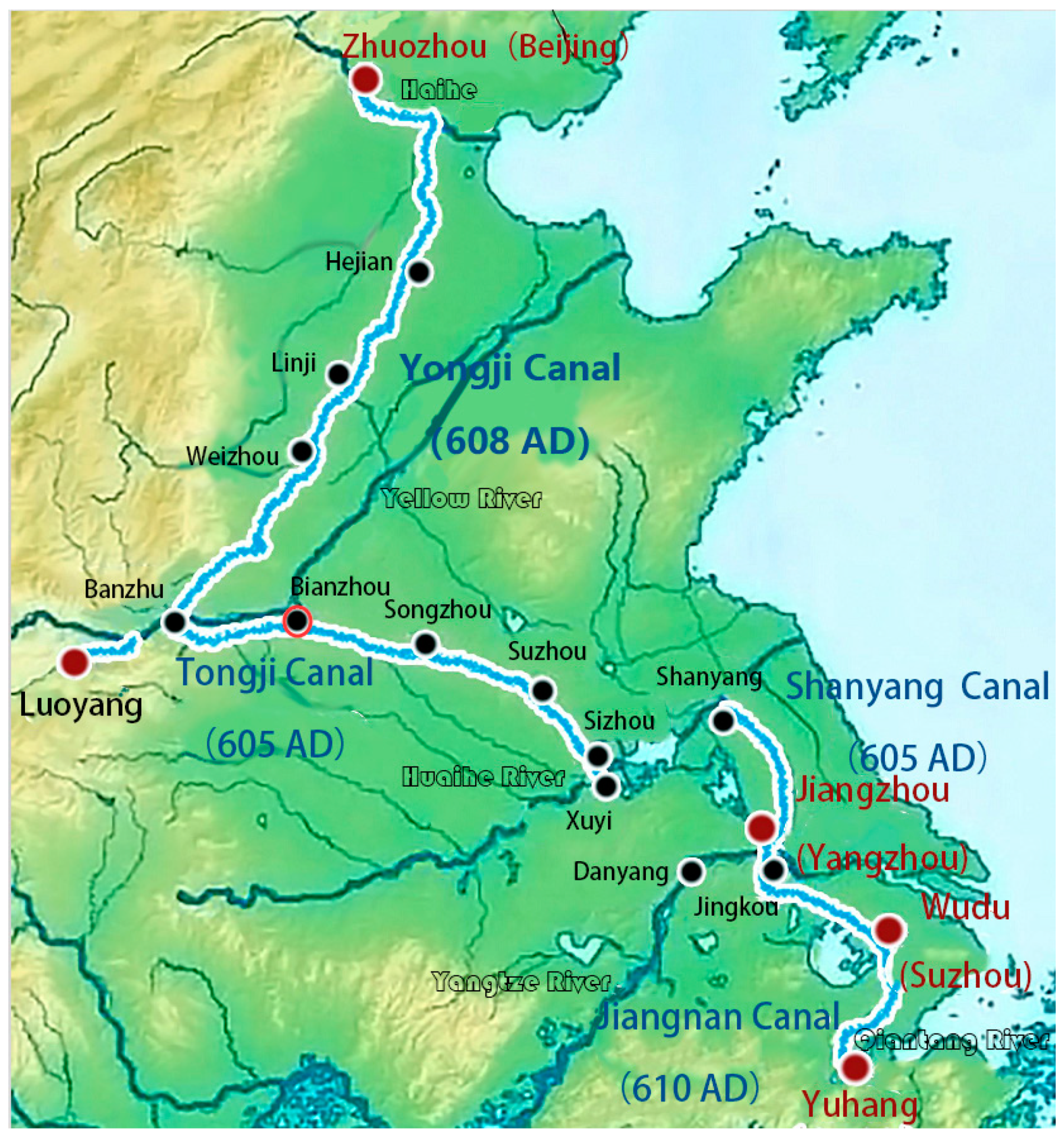 Water | Free Full-Text | Rise and Fall of the Grand Canal in the Ancient  Kaifeng City of China: Role of the Grand Canal and Water Supply in Urban  and Regional Development