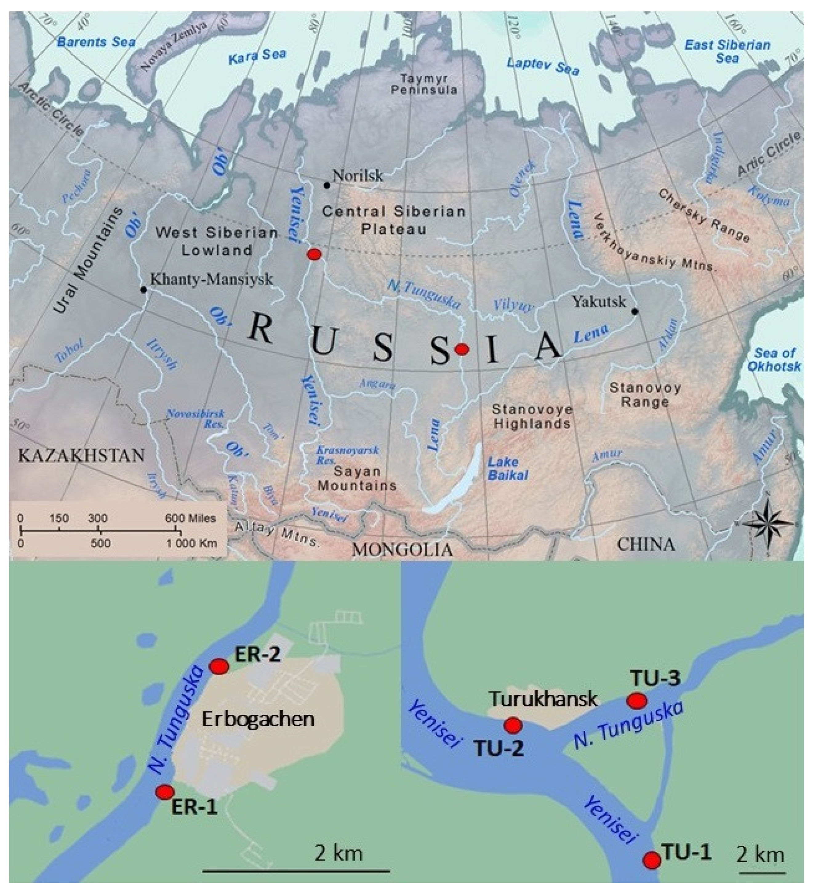 Central Siberian Plateau Map Water | Free Full-Text | Evidence For Microplastics Contamination Of The  Remote Tributary Of The Yenisei River, Siberia—The Pilot Study Results |  Html