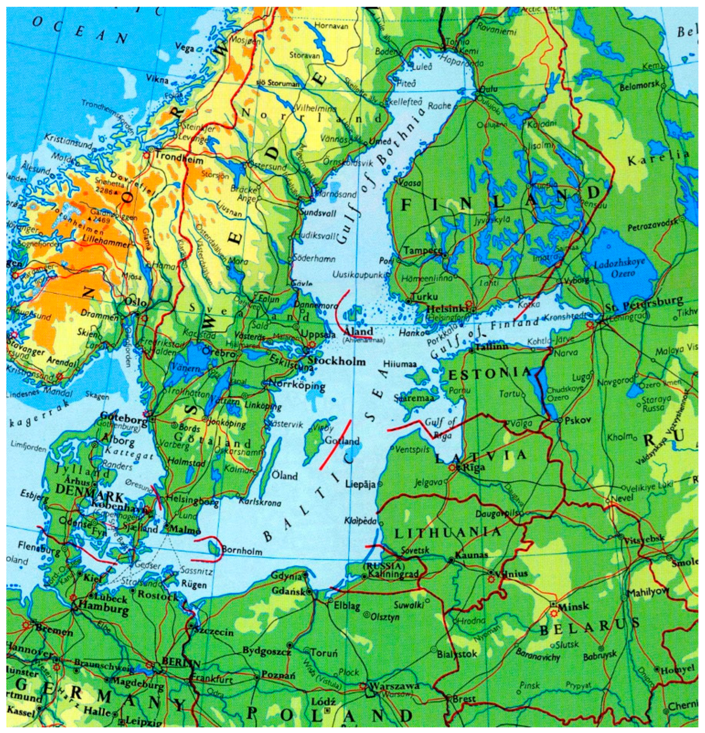 Карта государств балтийского моря