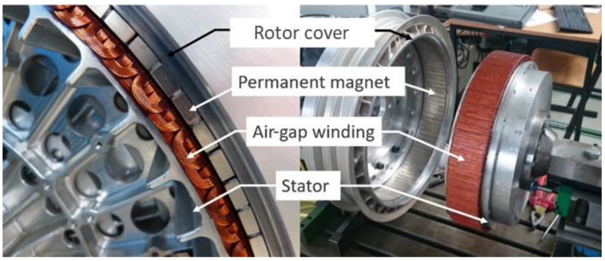 Konstruktion elektrischer Radnabenmotoren mit Luftspaltwicklung für  Kraftfahrzeuge
